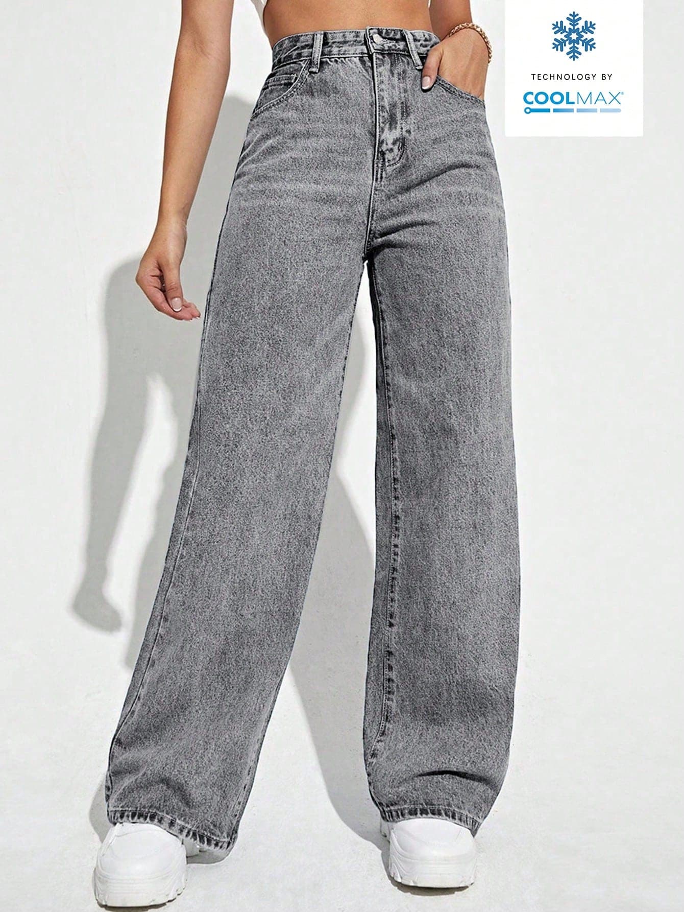 SHEIN ICON Relaxed Fit Washed Straight Leg Jeans