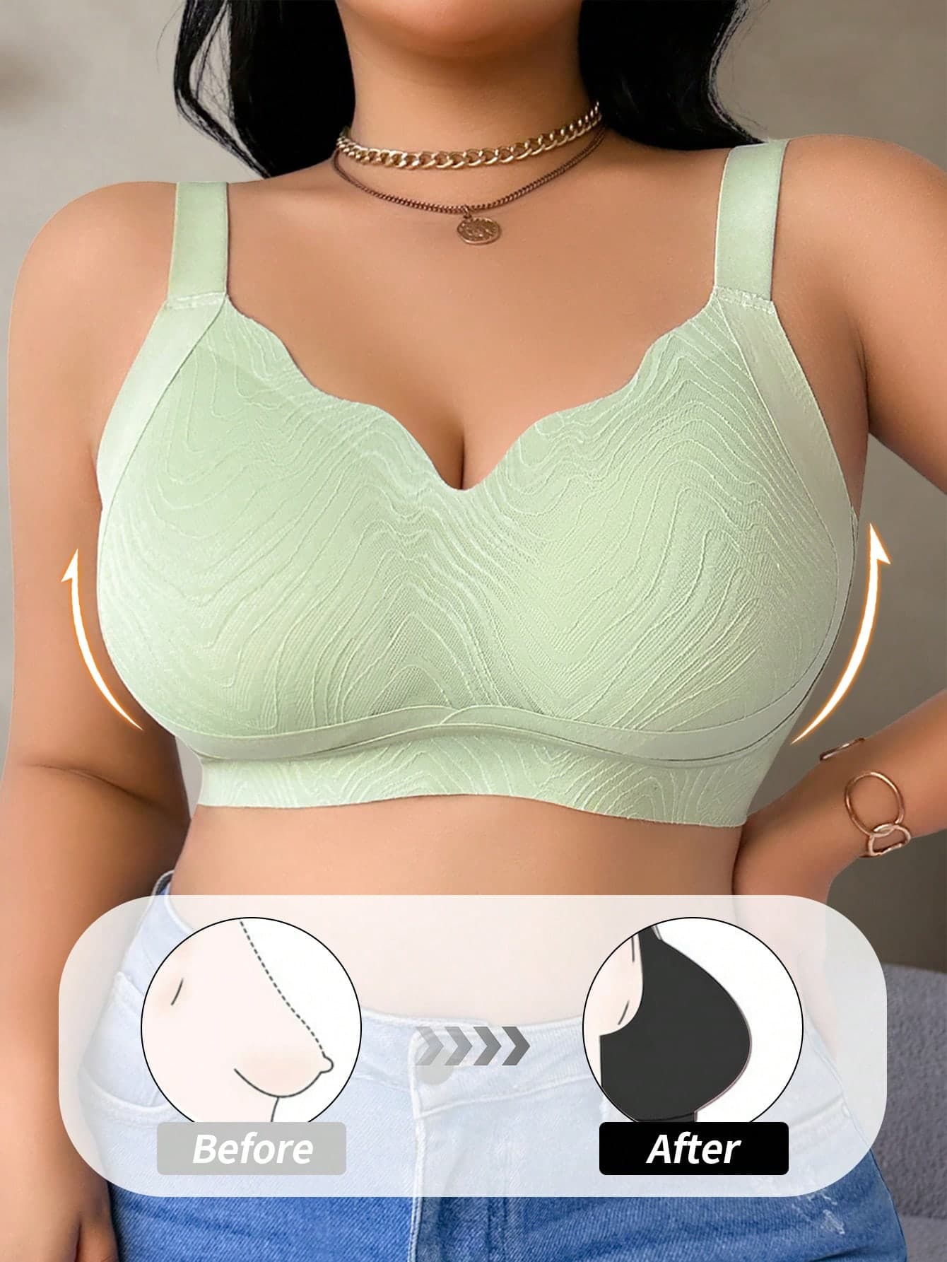 SHEIN 1pc Women Plus Size Seamless Wireless Bra, Lift