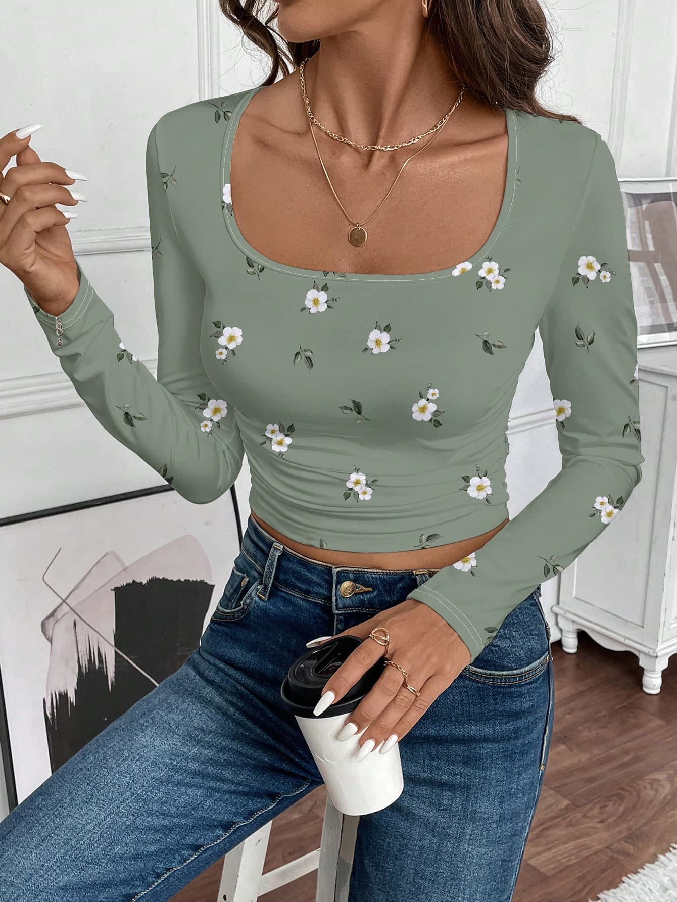 SHEIN LUNE Women's Casual Long Sleeve T-Shirt, Suitable For Autumn/Winter Layering