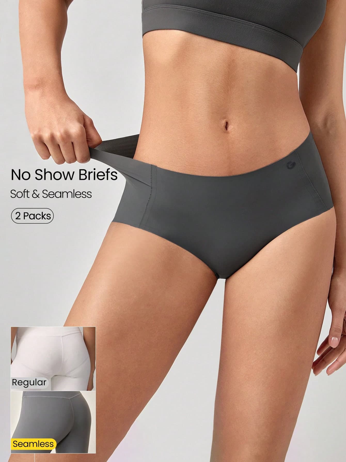 GLOWMODE 2 Packs Lightweight Breathable Sweat-Wicking Mid-Waist Full Coverage Seamless No-Show Underwear Daily Workout