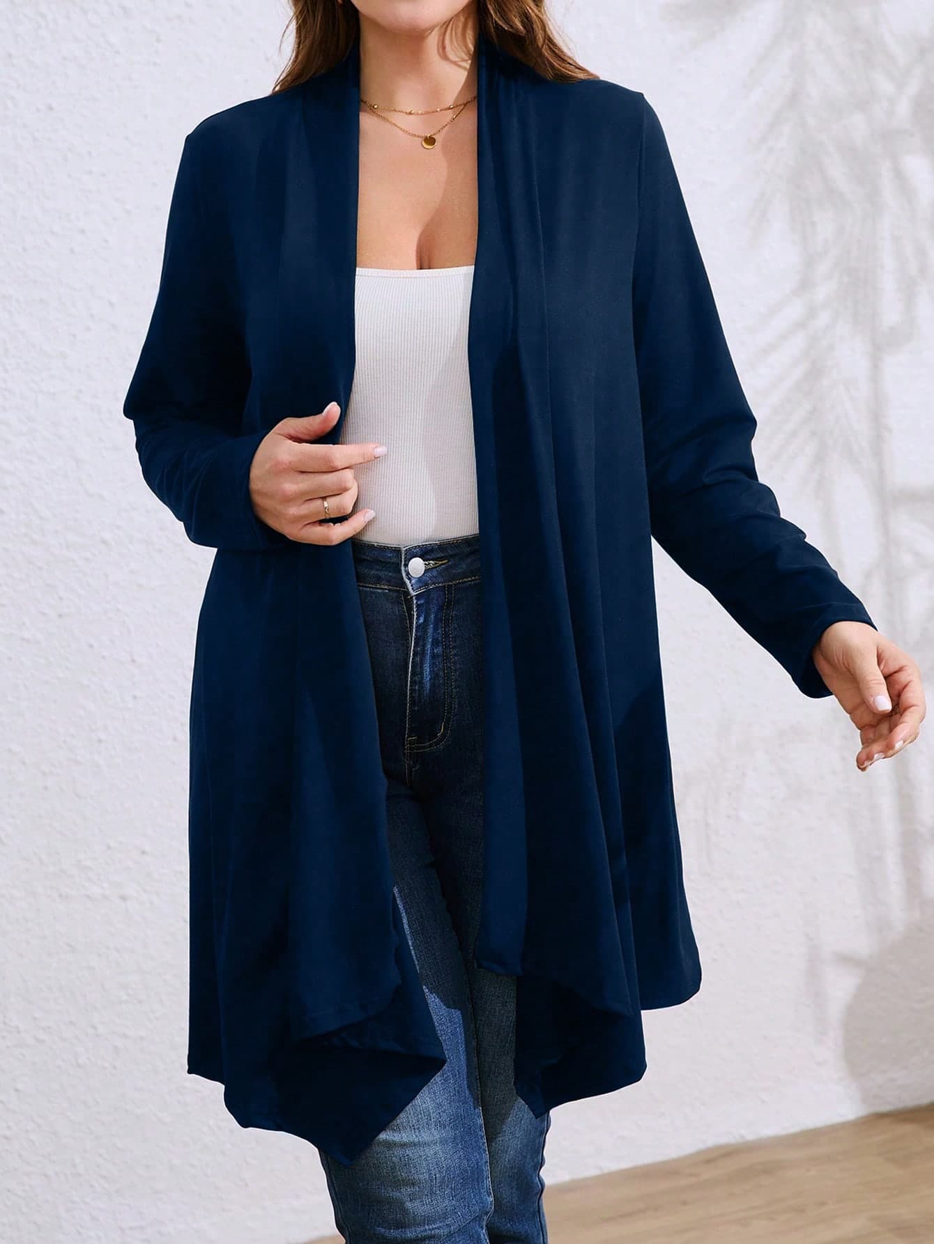 Plus Size Women's Asymmetrical Hem Loose Casual Office Wear Cardigan Jacket Fall Winter Cloth For Women Autumn