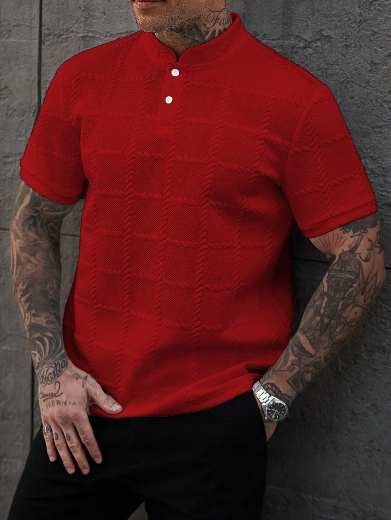 Manfinity Homme Men's Fashionable Casual Retro Short Sleeve Polo Shirt, Essential For Daily Outings, Great Gift For Family And Friends,Football, World Cup, Formal