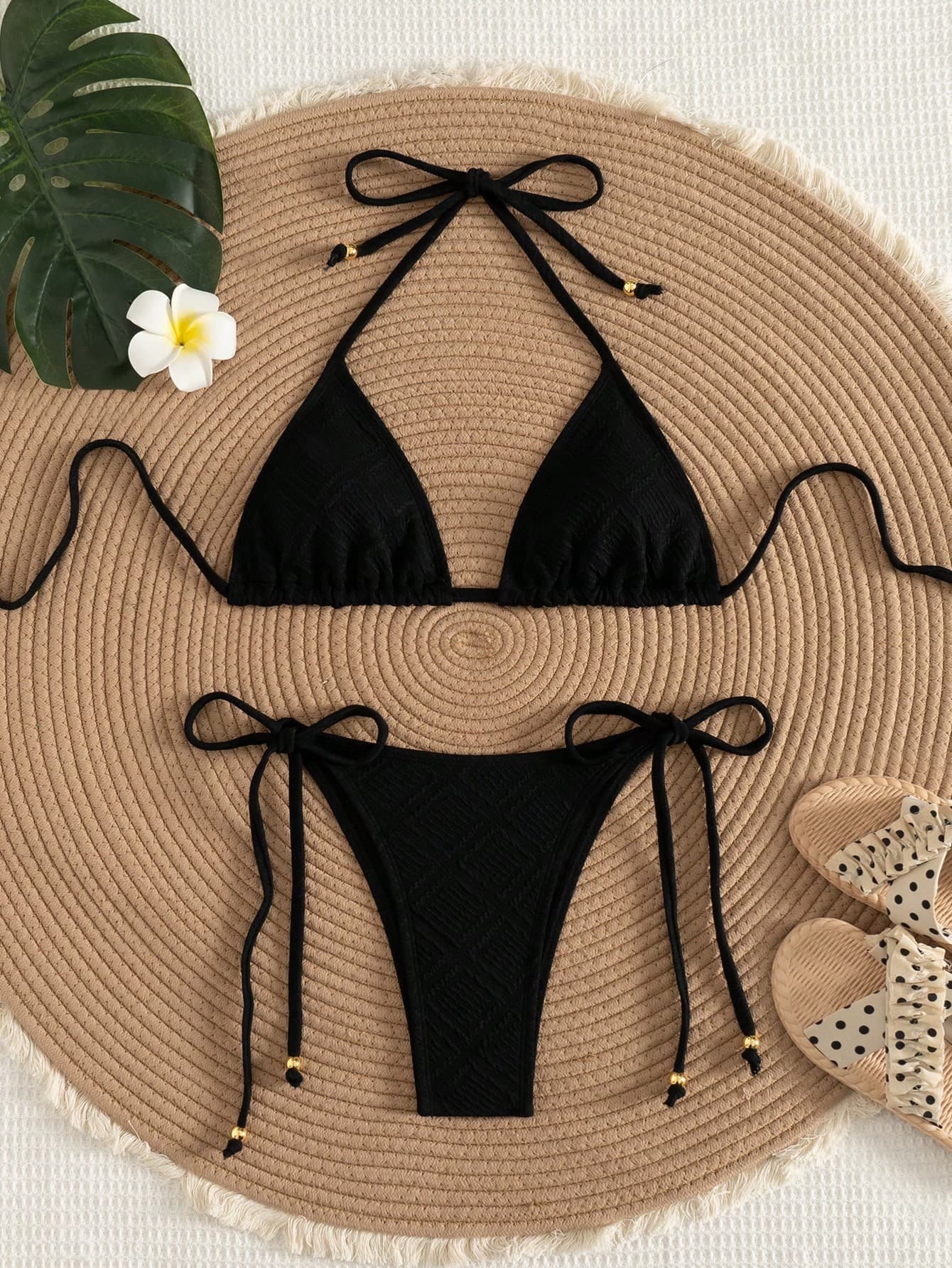 Swim Vcay Solid Color Bikini Set For Beach/Resort For Summer Beach Vacation