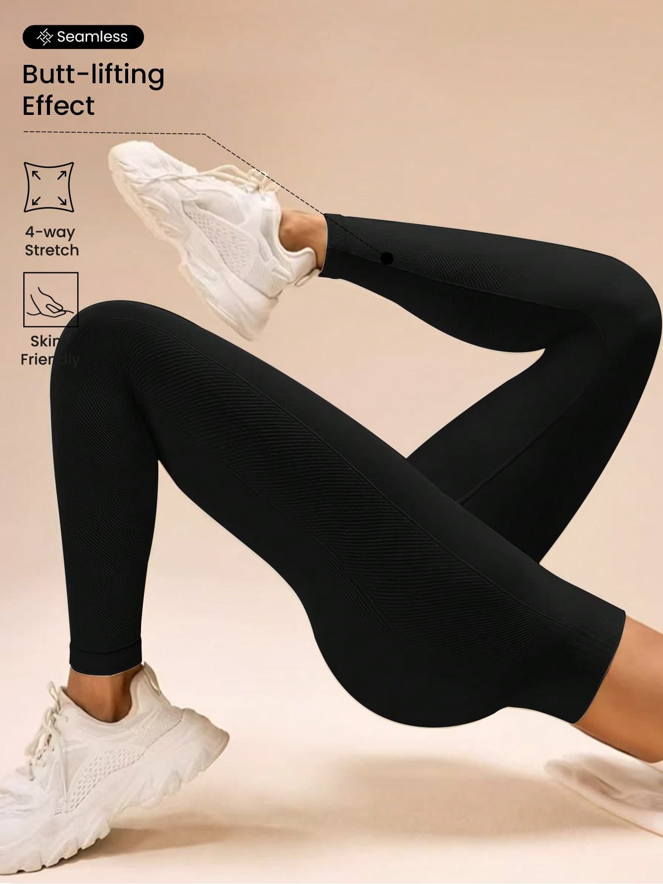 SHEIN Sports Solid High Waist Slim-Fit Leggings, Casual Everyday Wear Yoga Women Pants