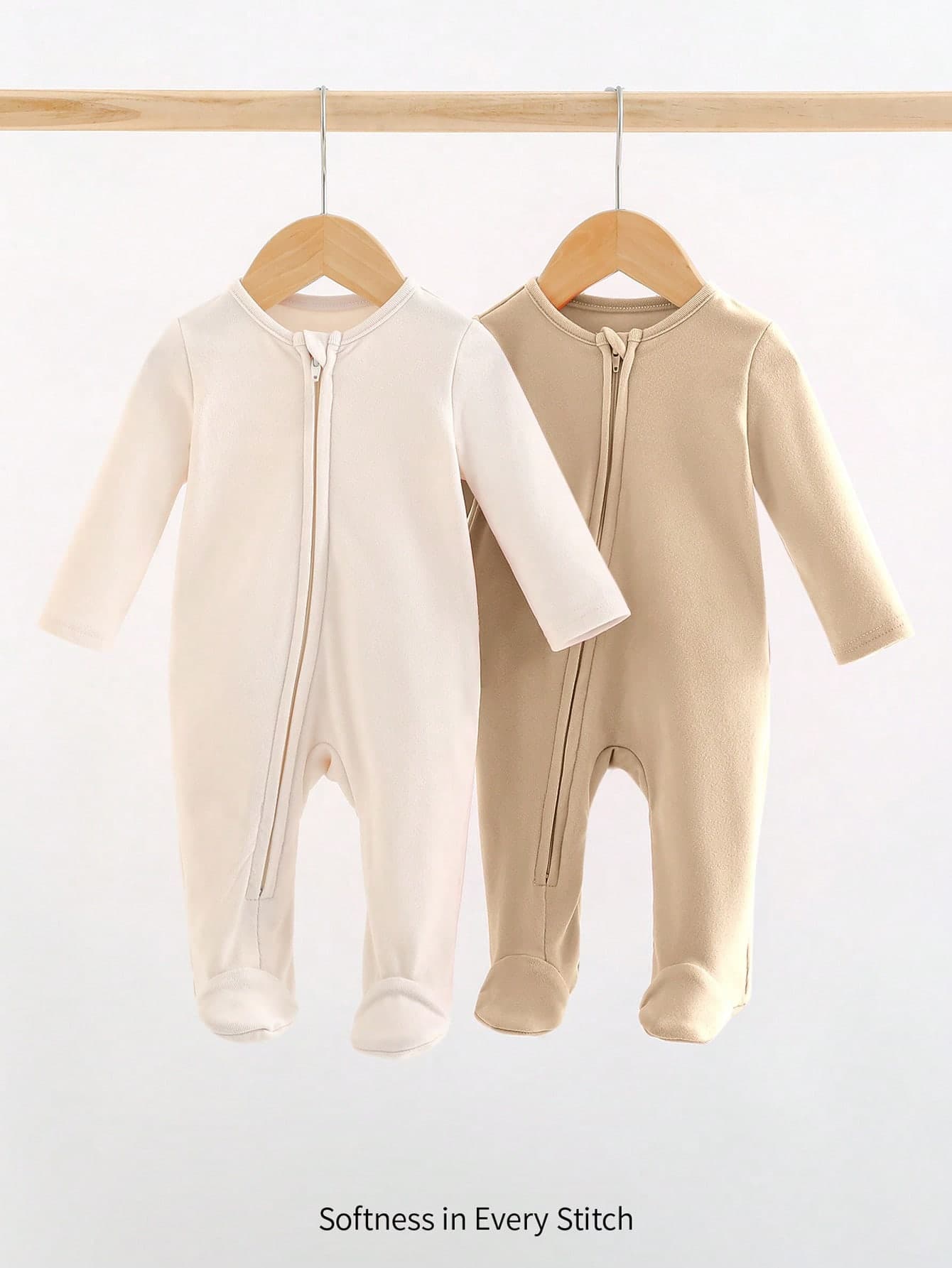 Cozy Pixies Newborn Baby Boy 2pcs Multipack White Autumn Basic Graphic Family Matching Long Sleeve Solid Knitted Soft Round Neck Jumpsuit,Indoor Outdoor Wear