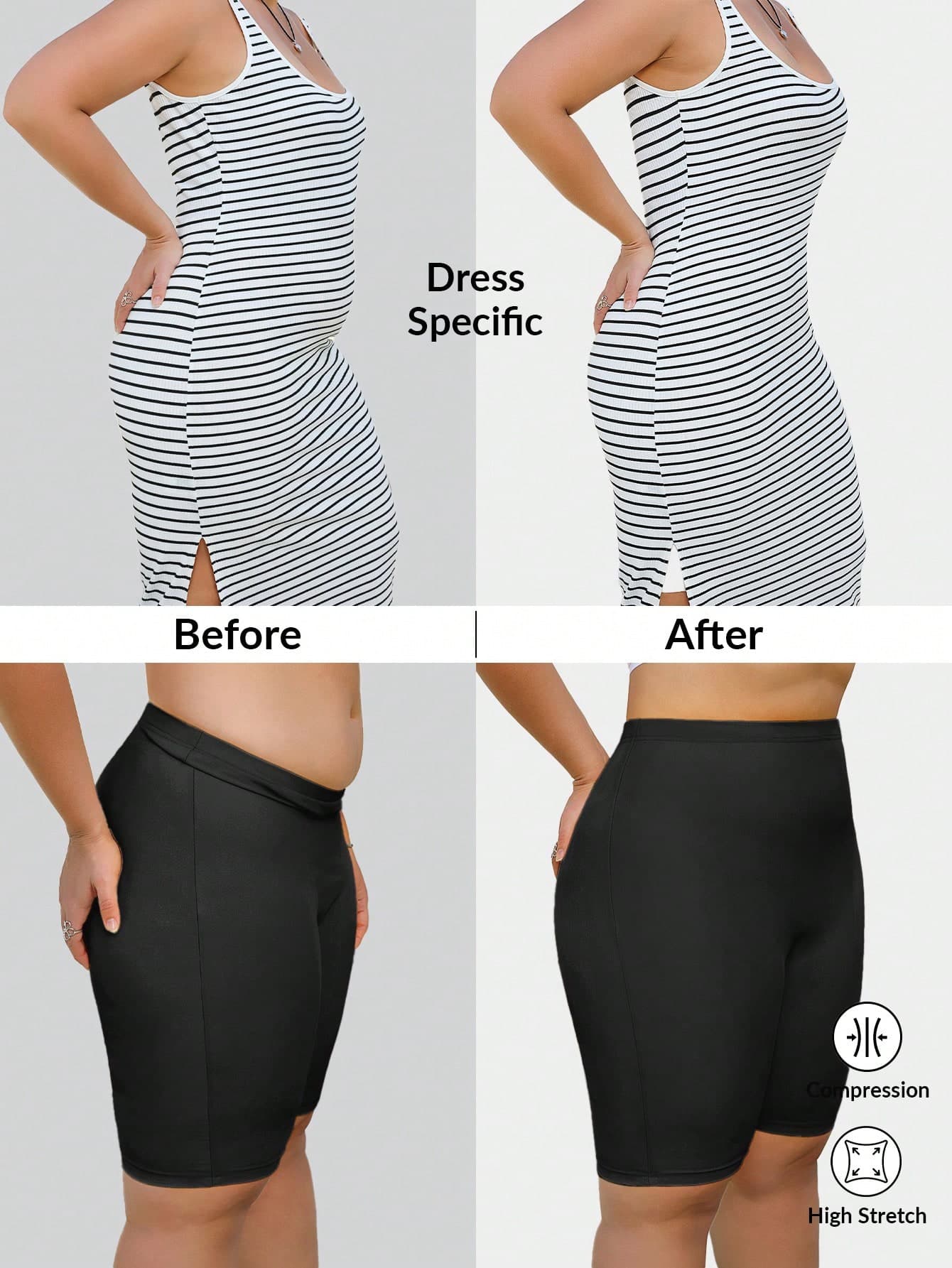 SHEIN EZwear Plus Size High Waisted Slimming Leggings, Suitable As Dress Underlayer