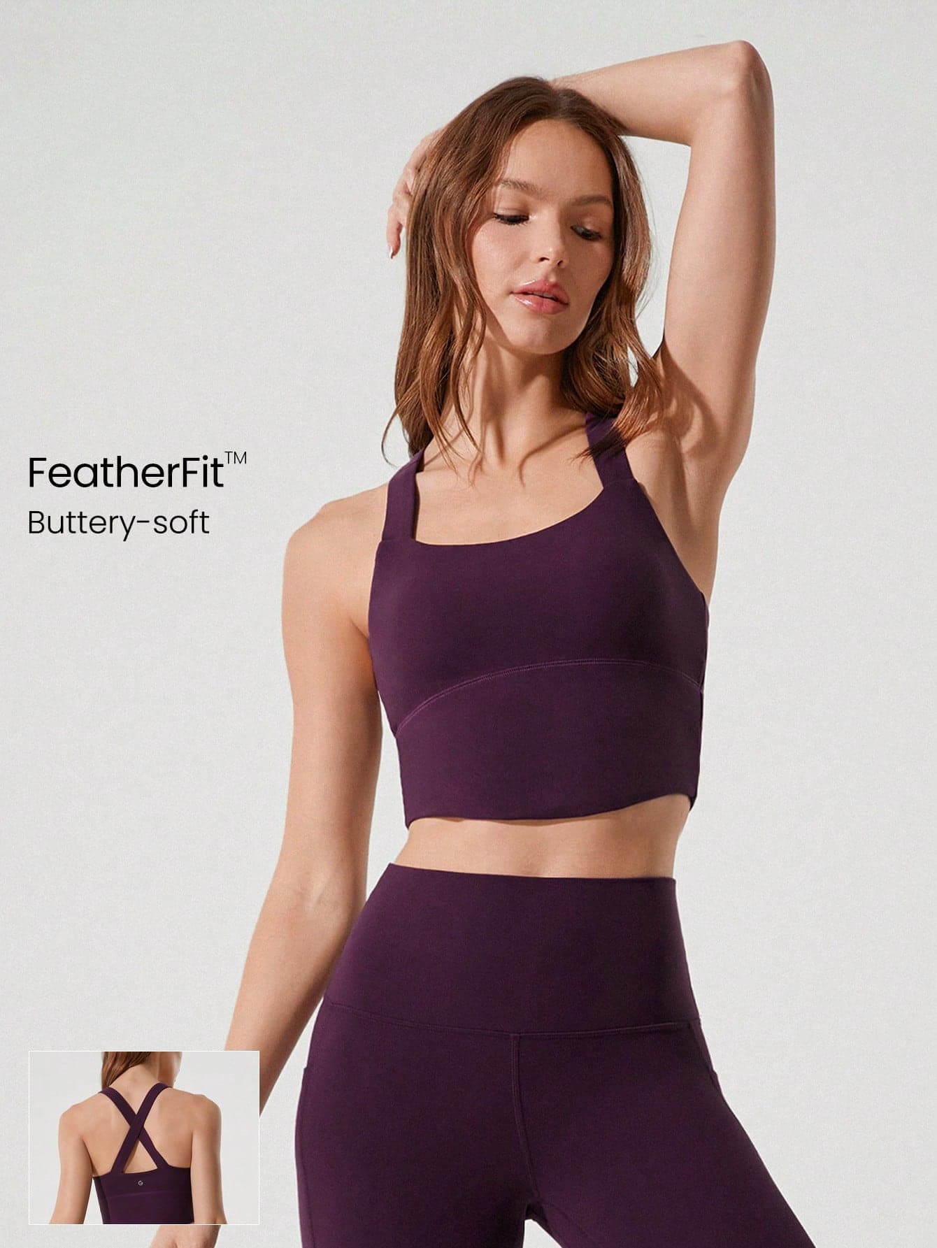 GLOWMODE FeatherFit™ Crossover Straps Curved Hem Sports Bra Tank Top Low Impact Yoga Pilates Daily Spring Summer