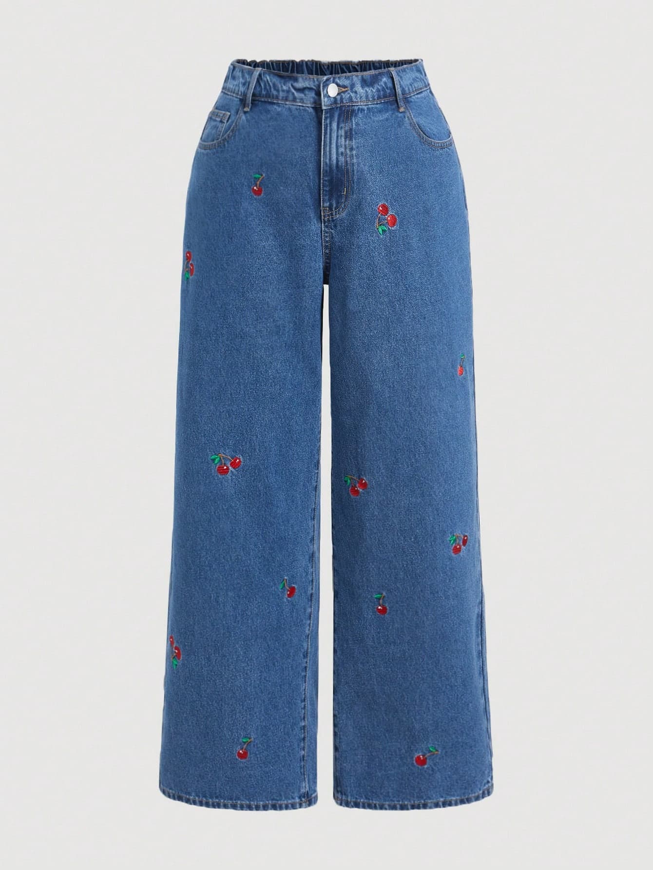 SHEIN MOD Plus Size Straight Leg Blue Denim Jeans