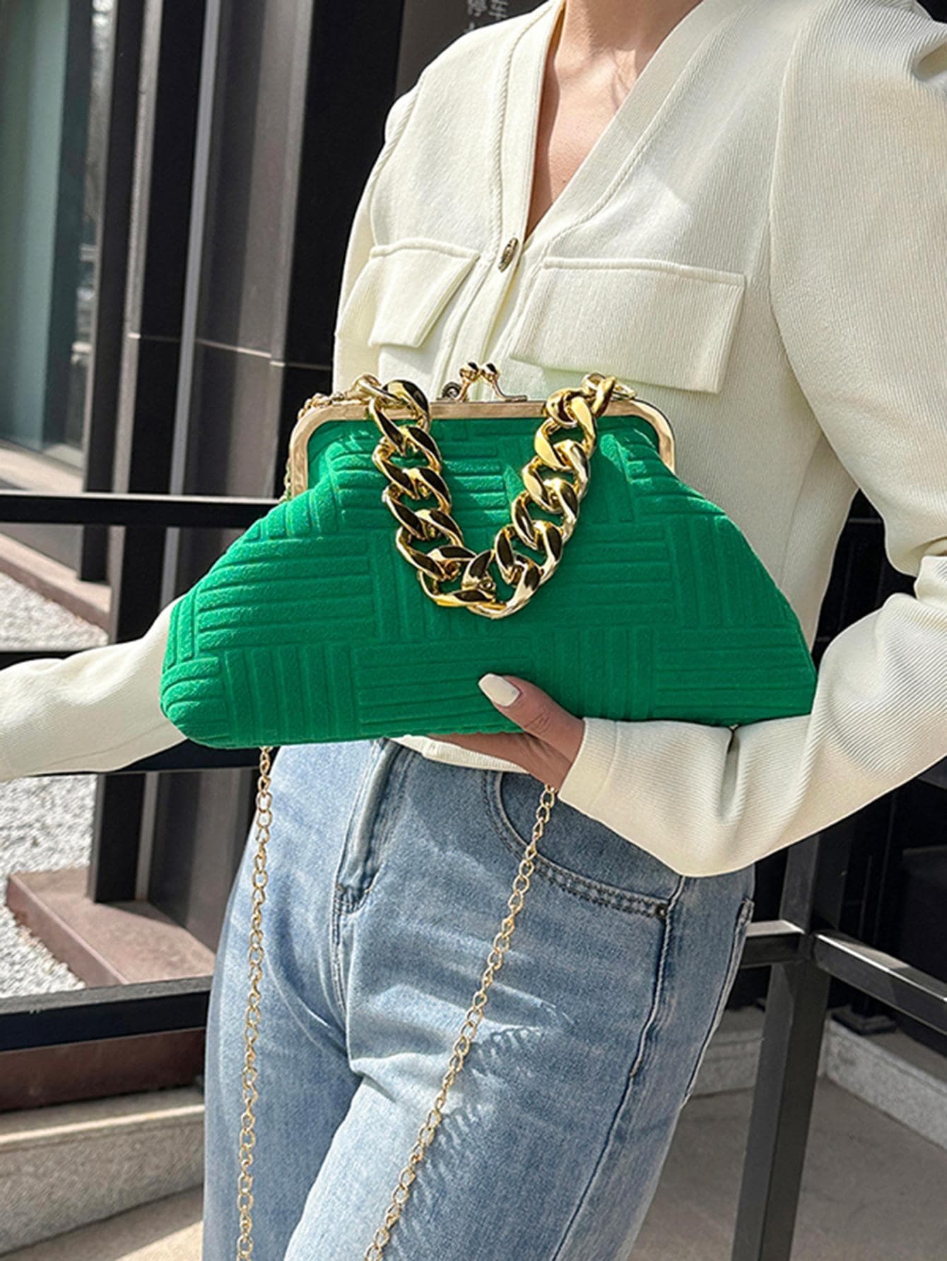 Minimalist Fashion Suede Women's Shoulder Bag With Clasp Closure, Shoulder/Handheld Option, Suede Bag Purse