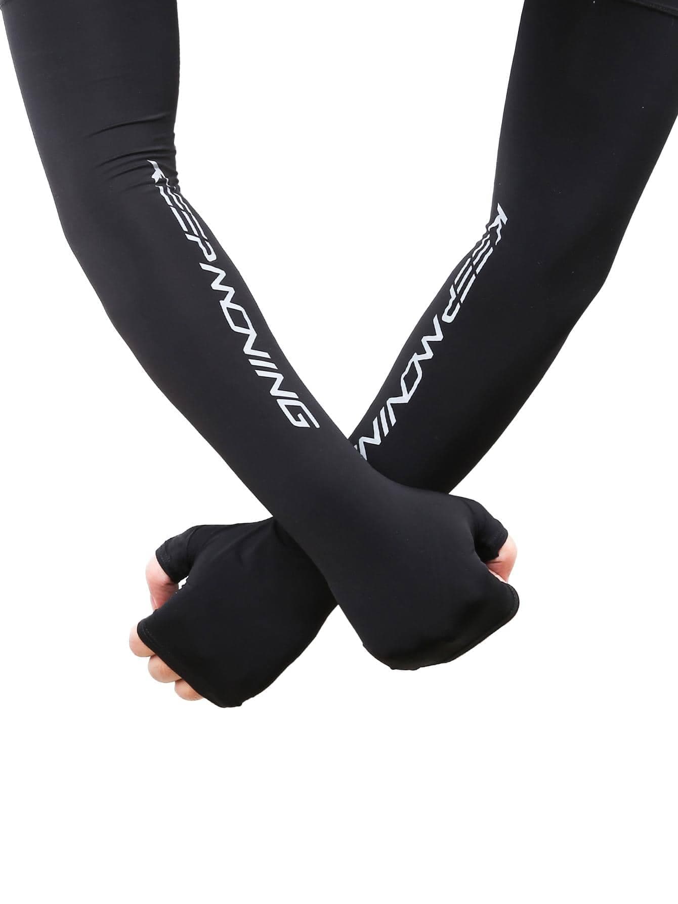 Sun Protective Anti UV 1pair Sun Protection Letter Graphic Polyester Cycling Arm Sleeves,Suitable For Cycling And Riding Motorcycle