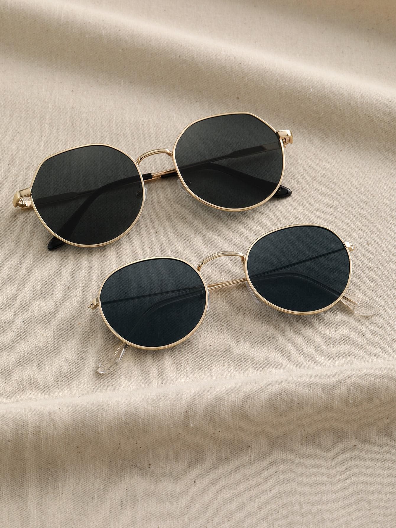2 Pairs Metal Geometric Modern Minimalist Style Eyeglasses Set For Women, Suitable For Shopping, Holiday Gifts, Daily Life Accessories, Also Suitable For Summer Beach, Outdoor Activities And Travel