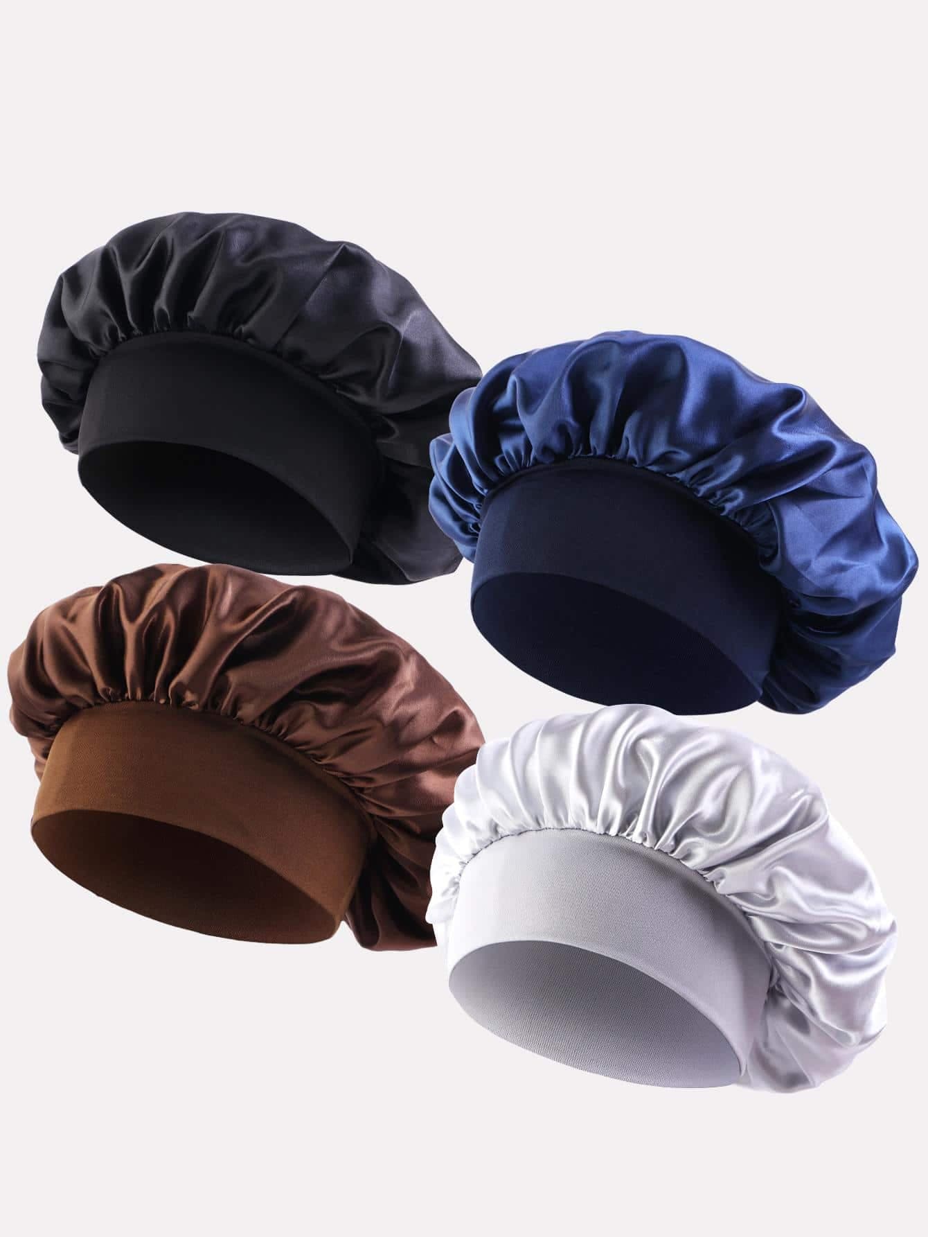 4pcs Women's Multicolor Wide Brimmed Hair Bonnet For Daily Use Silk Bonnet Satin Bonnet Sleep Bonnet