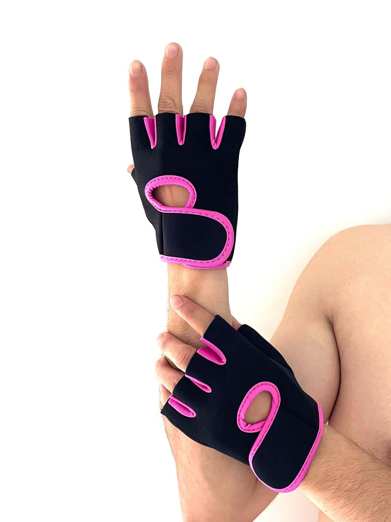 1pair Hollow Out Synthetic Rubber Cycling Fingerless Gloves,Suitable For Cycling,Riding Motorcycle And Skiing,Black Gloves