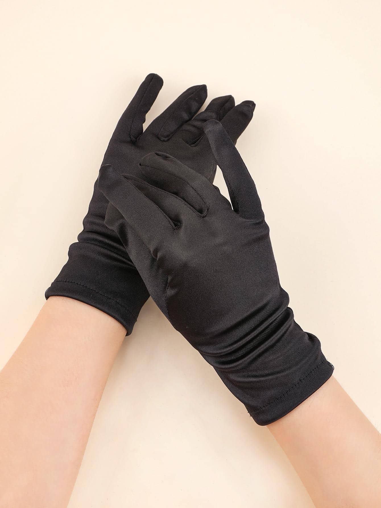 1 Pair Women Short Satin Gloves For Evening Party Halloween Accessories Winter Gloves