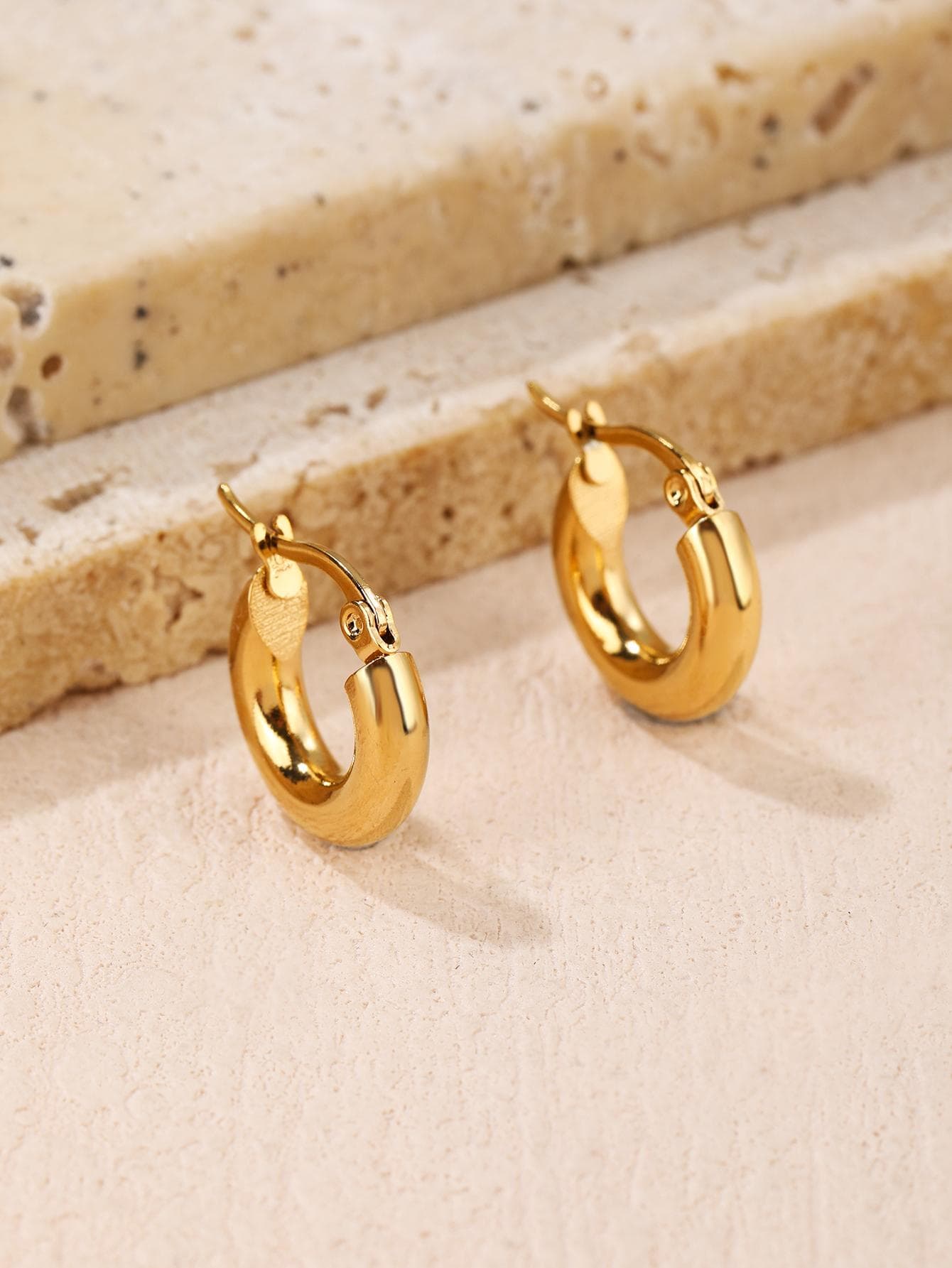 1pair Stainless Steel Small Round Earrings