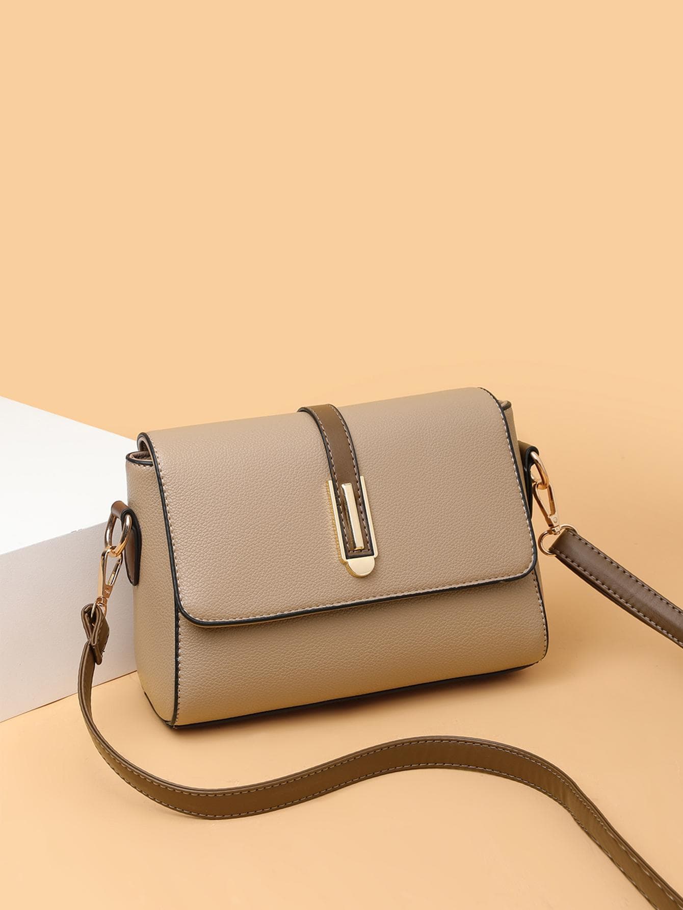 Lightweight,Business Casual Simple And Retro Color Block Flap Crossbody Bag For Teen Girls Women College Students