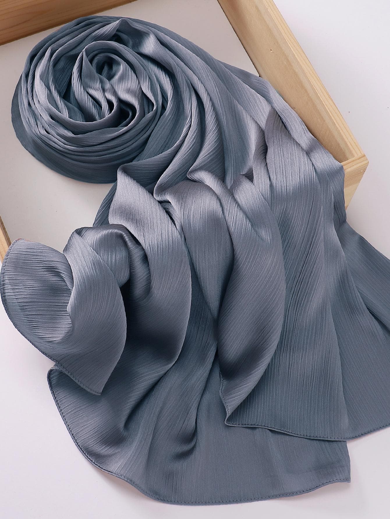 1pc Elegant Pleated Satin Headscarf/Neckerchief For Women