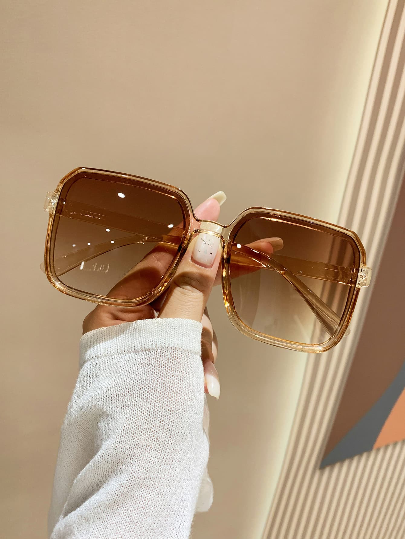 1 Pair Women's Large Frame Square Summer Beach Fashion Glasses, Suitable For Outdoor Activities, Travel, Sports Style, Driving, Holiday Outfit, Vacation, Fishing, Streetwear