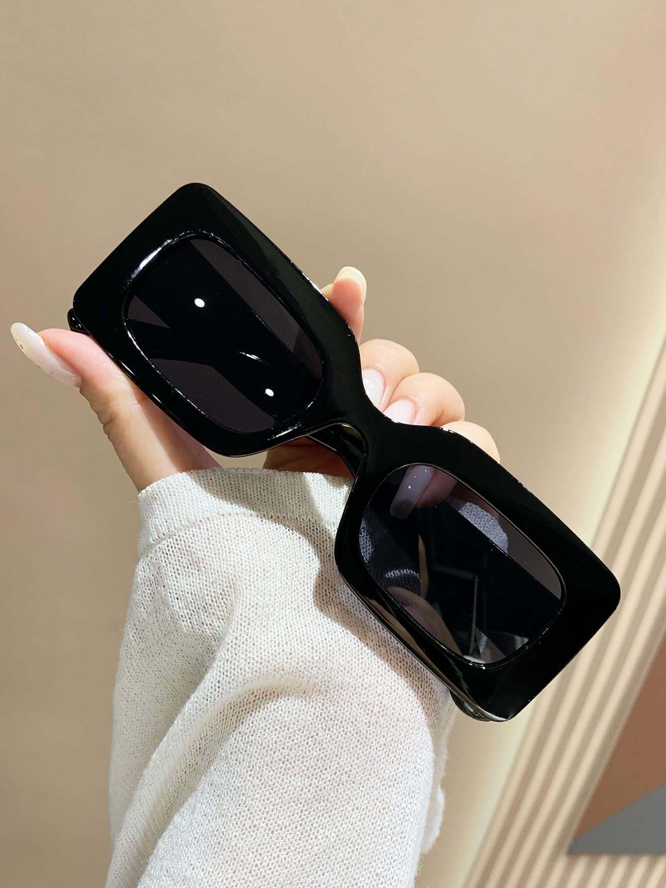 1 Pair Women's Plastic Frame Rectangular Beach Fashion Glasses, Suitable For Street, Travel, Fishing, Sports Style, Holiday Outfit, Driving, Vacation, Sports