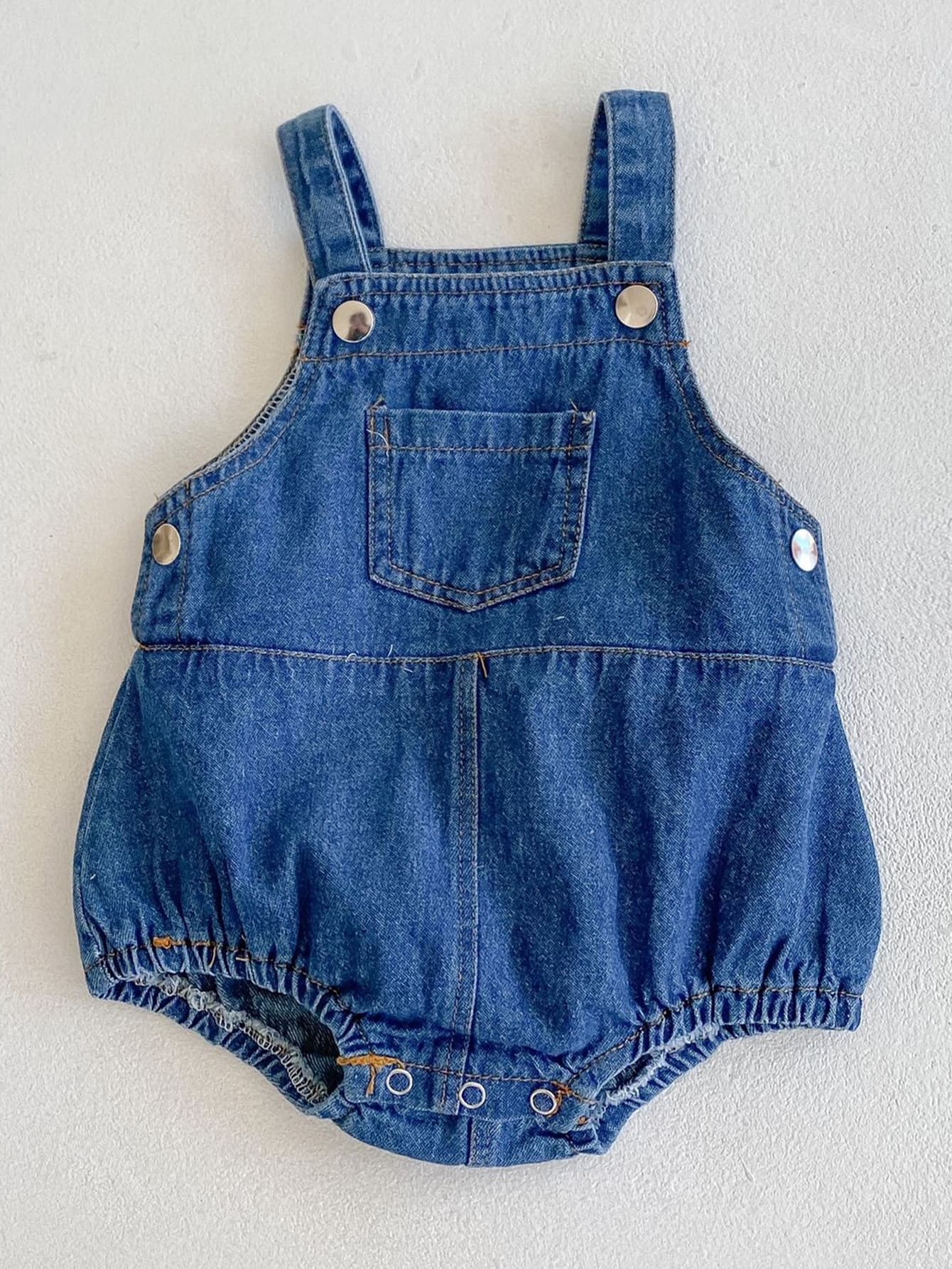 Baby Girl Unisex Baby Denim Bib Overalls Bodysuit, Suitable For Spring, Summer, Autumn