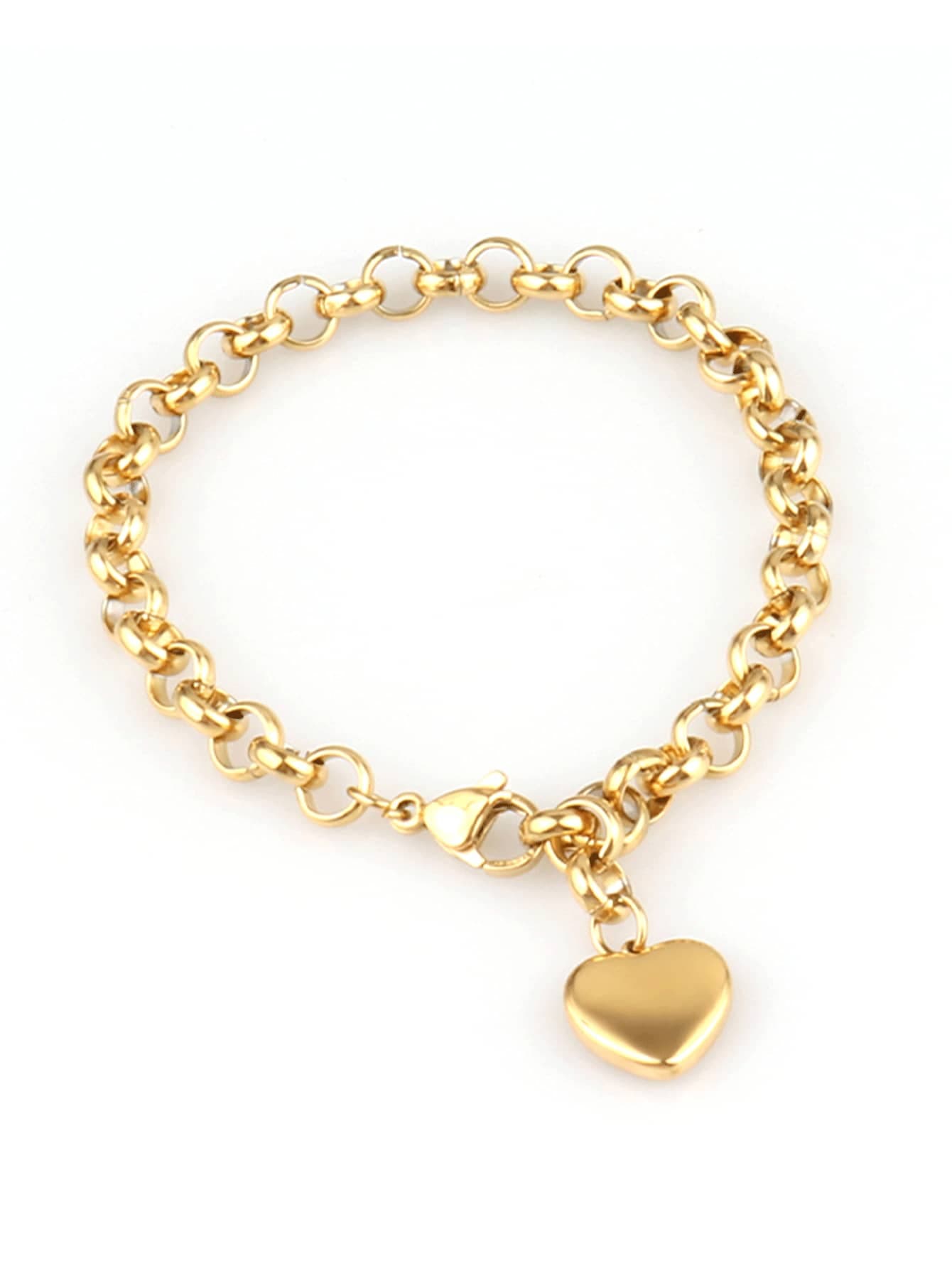 Women's Stainless Steel Heart-Shaped Bracelet, Fashionable Heart Pendant Bracelet, Gift For Valentine's Day, Mother's Day