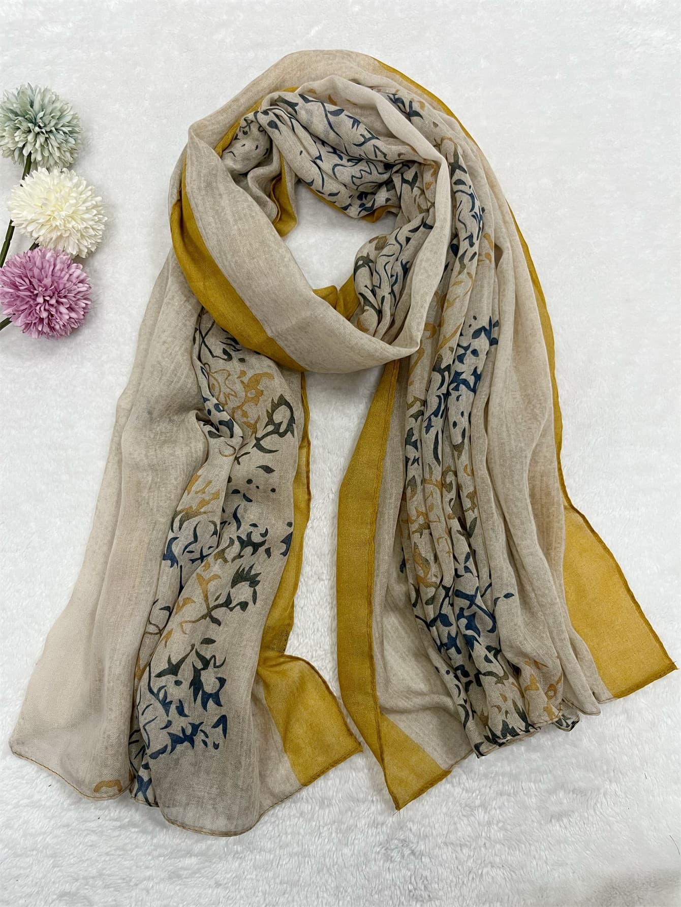 Floral Embroidered Scarf For Daily Life For Outdoor And Traveling Boho Winter Fall