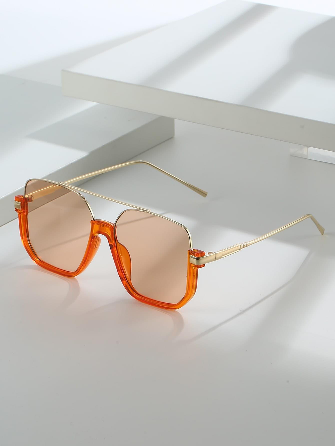 1 Pair Oversized Fashion Women's Minimalist Retro Shades, Suitable For Daily Use