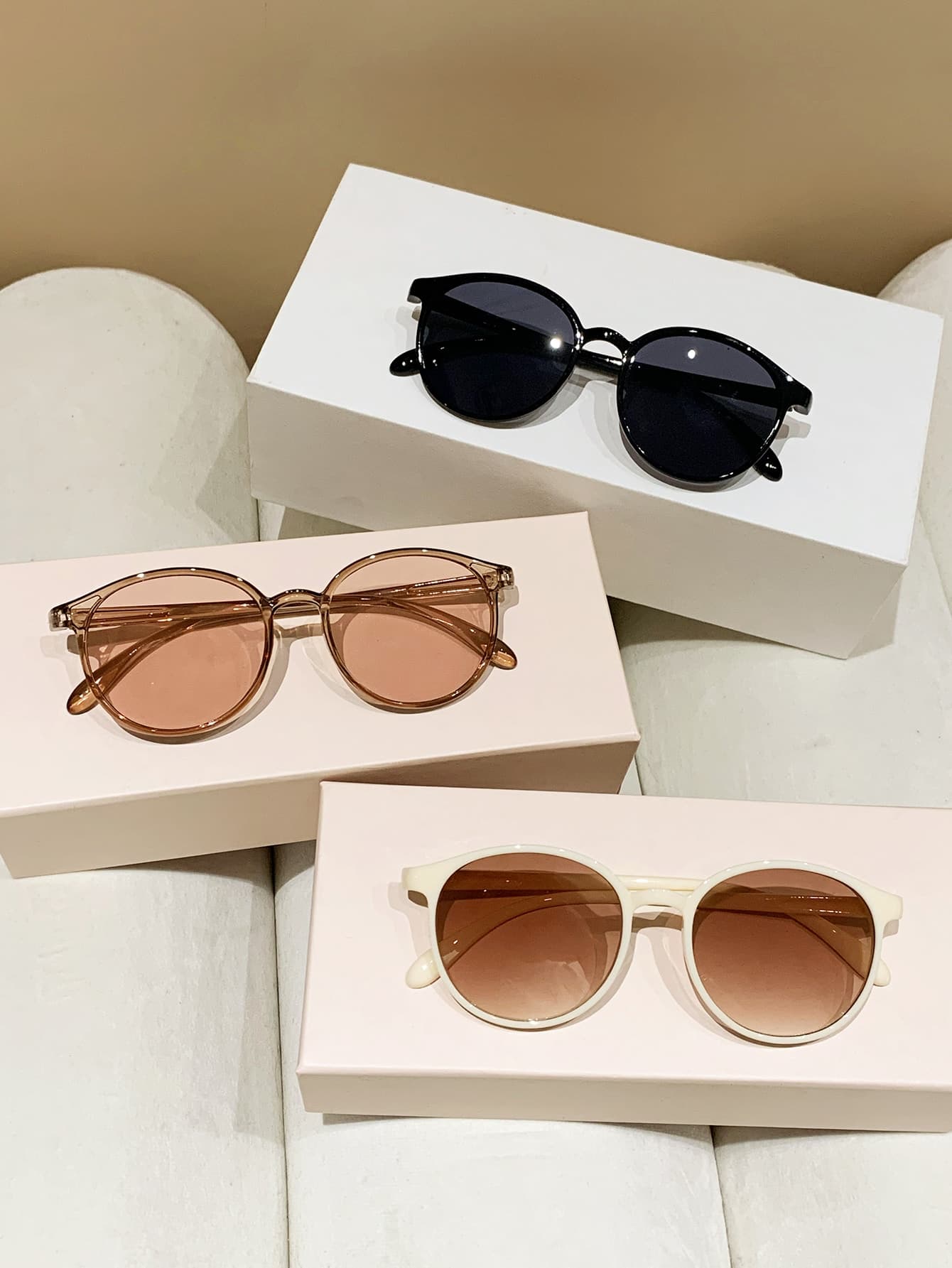 3pcs/Set Vintage Women's Plastic Round Fashion Sunglasses UV Protection Women's Sunglasses Sunglasses Beach Sun Glasses Beach Accessories For Women Sun Glasses Sunglasses Shades Fashionable Shade Elegant Outfit Family Outings Travel Vacation Holiday For Summer Beach Vacation,Outdoor,Travel