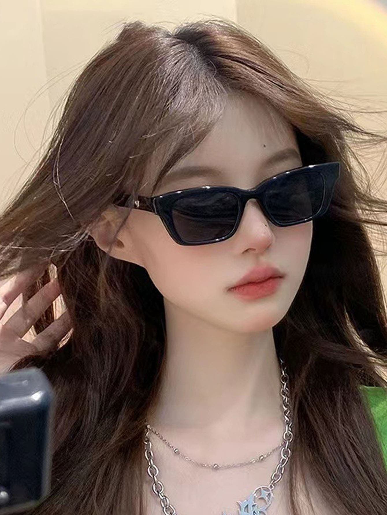 1 Pair Women's Leopard Print Ins-Style Square Fashion Glasses, Fashionable Glasses For Summer