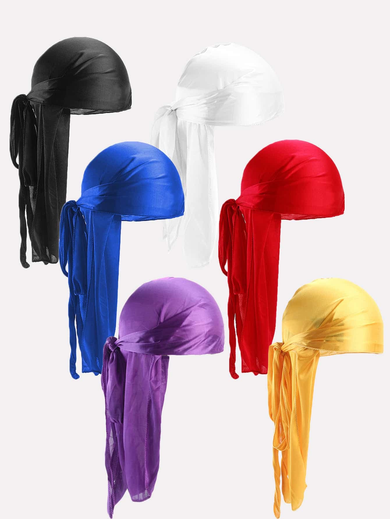 6pcs/set Men's Stylish Multi-purpose Decorative Imitation Silk Long-tail Headscarf Hat For Daily Use