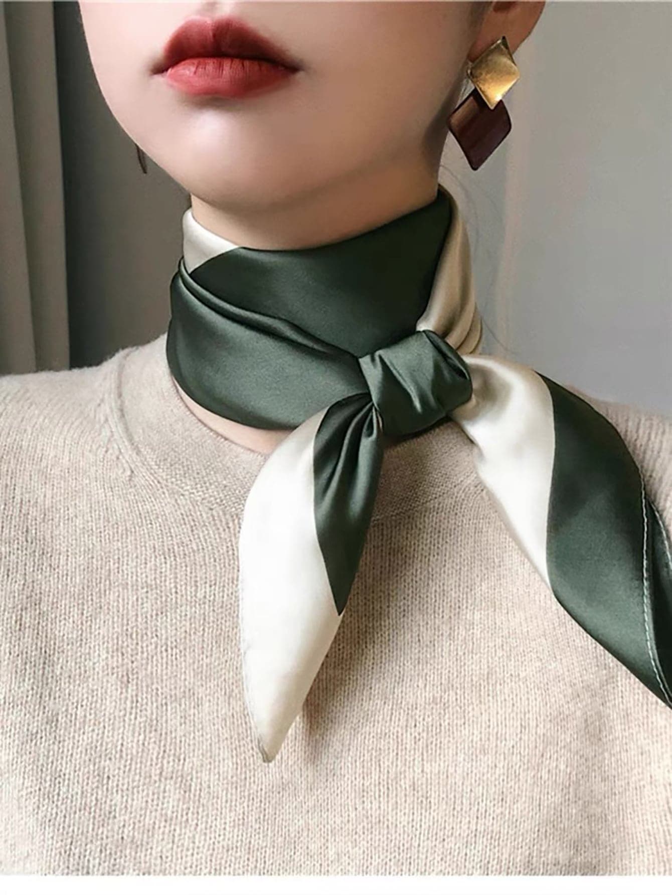 1pc Women's Printed Silk Scarf, 70*70cm