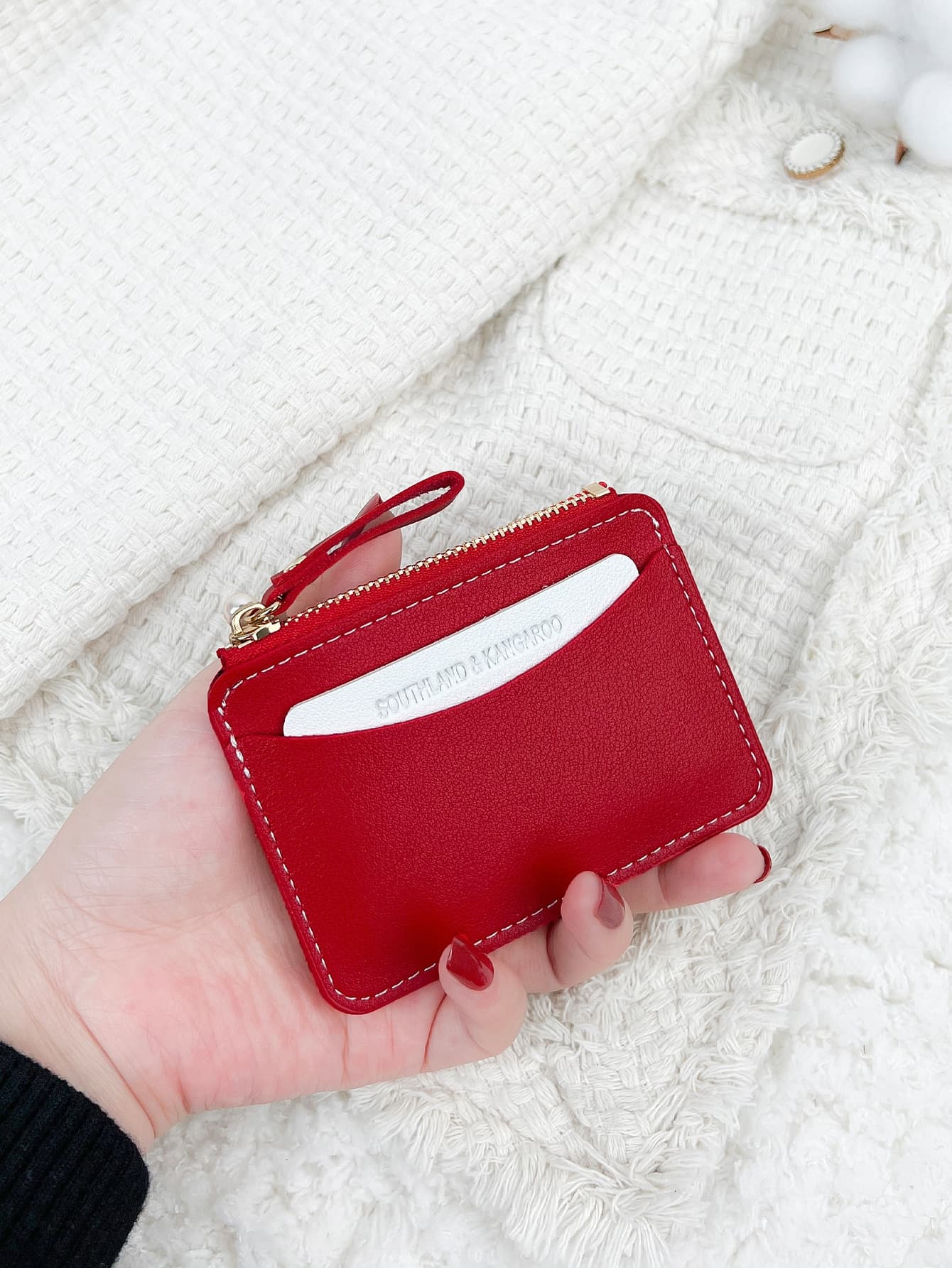 SOUTHLAND&KANGAROO Color Block Alphabet Pattern Pu Leather Portable Zipper Fashion Card Case Coin Purse Short Wallet Gift Accessories Present Gifts For Teachers Purse Card Holder Card Holder Wallet Business Card Holder Credit Card Holder Card Holder Women For Women Mini Wallet Card Wallet