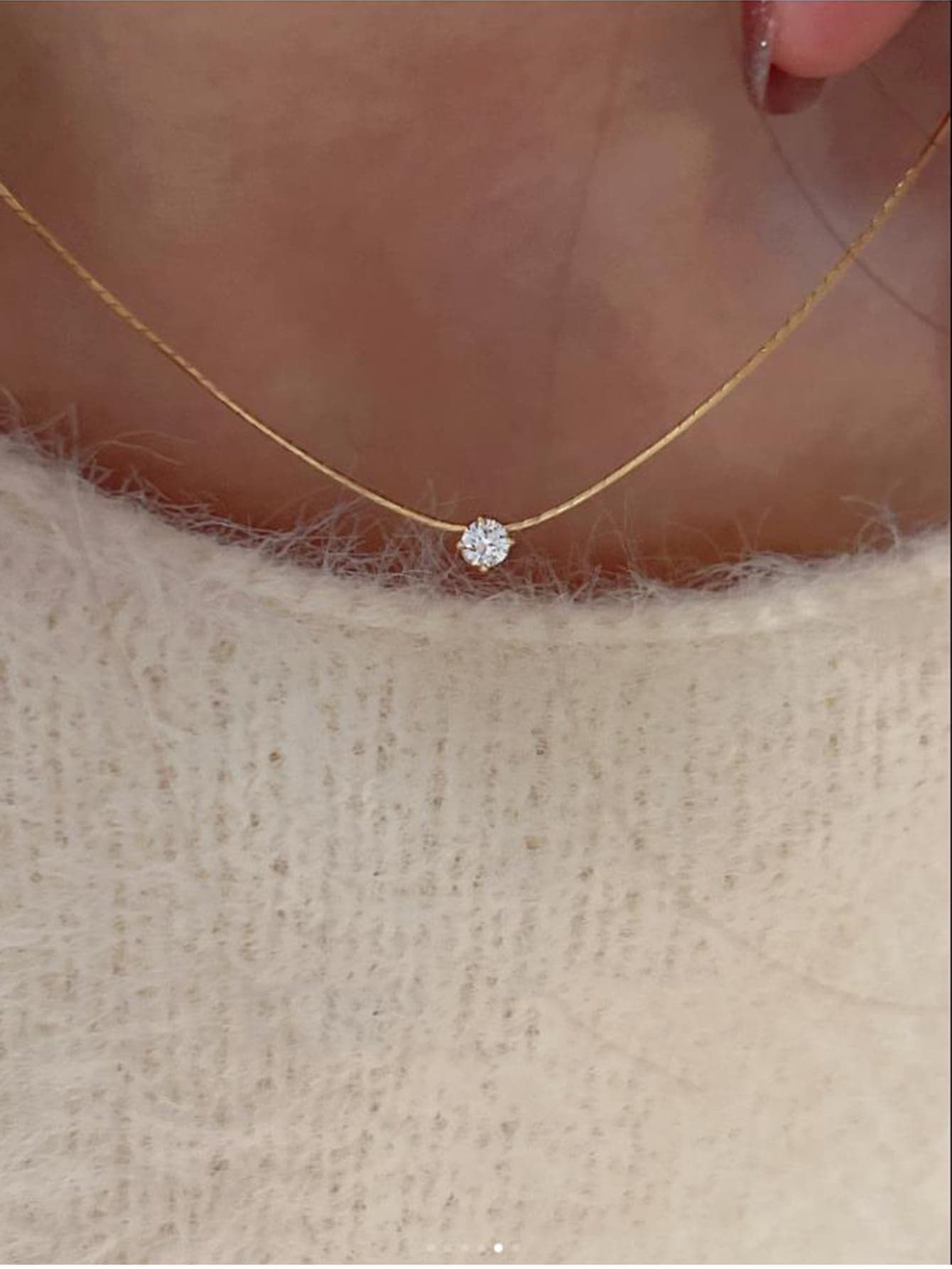 1pc European And American Style Unique Design Gold 6 Claw Rhinestone Pendant Necklace For Women, Stainless Steel Lock Clavicle Chain, Ideal For Daily Wearing And Dating Party