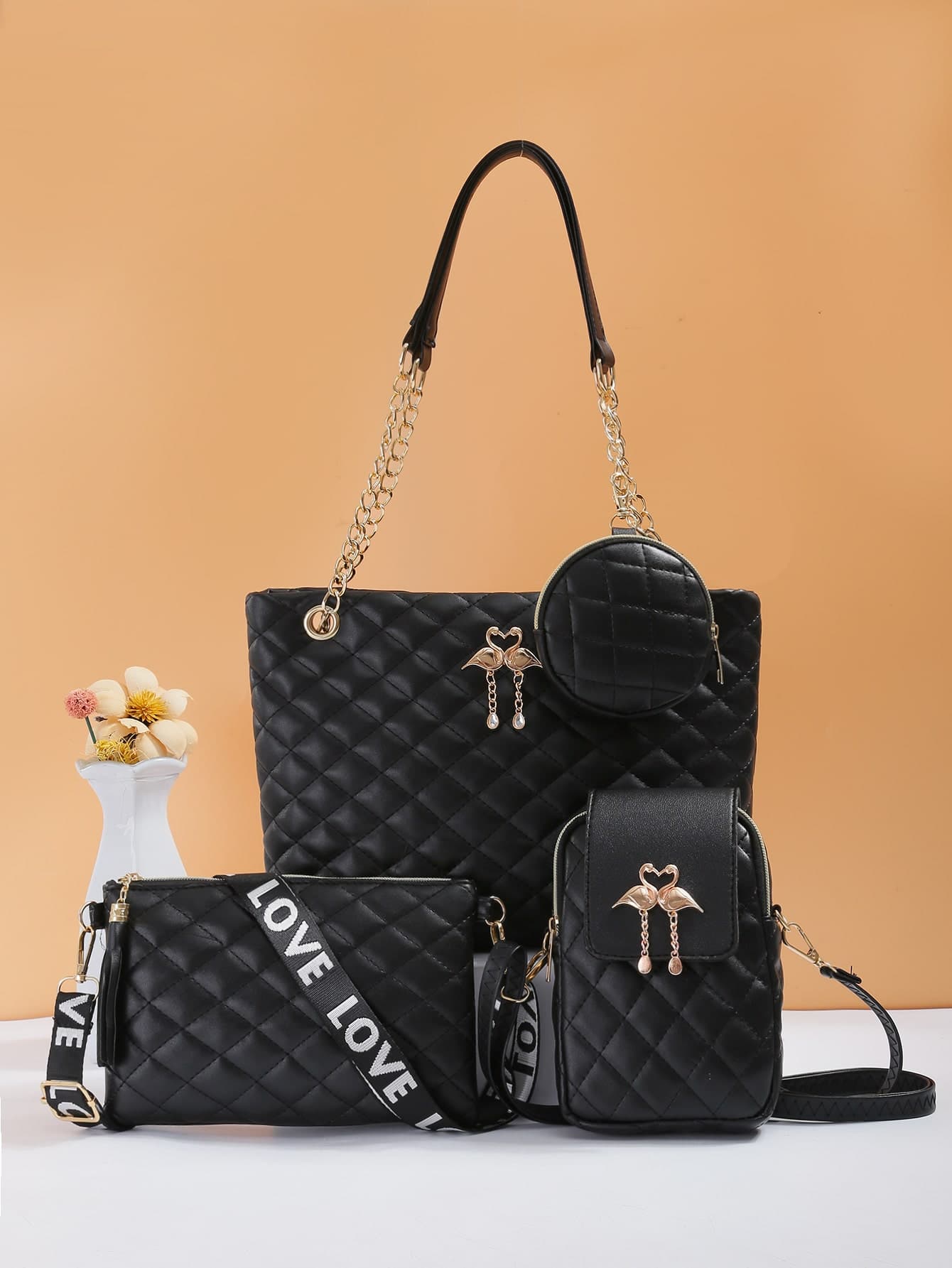 Women's 4-Piece Combo Bag Set - Fashion Essential! Shoulder Tote Crossbody Mini Bag Combo, Hand-Held & Crossbody Versatile, Stylish & Spacious, Suitable For Various Occasions, Hot-Selling Cross-Border Product
