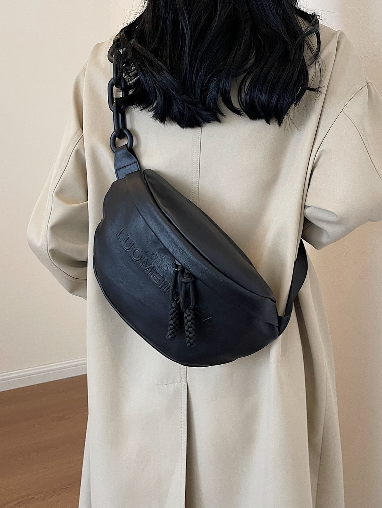 1pc Fashionable Solid Color Pu Waist Bag, Versatile Shoulder & Crossbody Bag Vintage Saddle Waist Bag PU Leather Textured Fanny Pack Versatile Fashion Shoulder Bag
