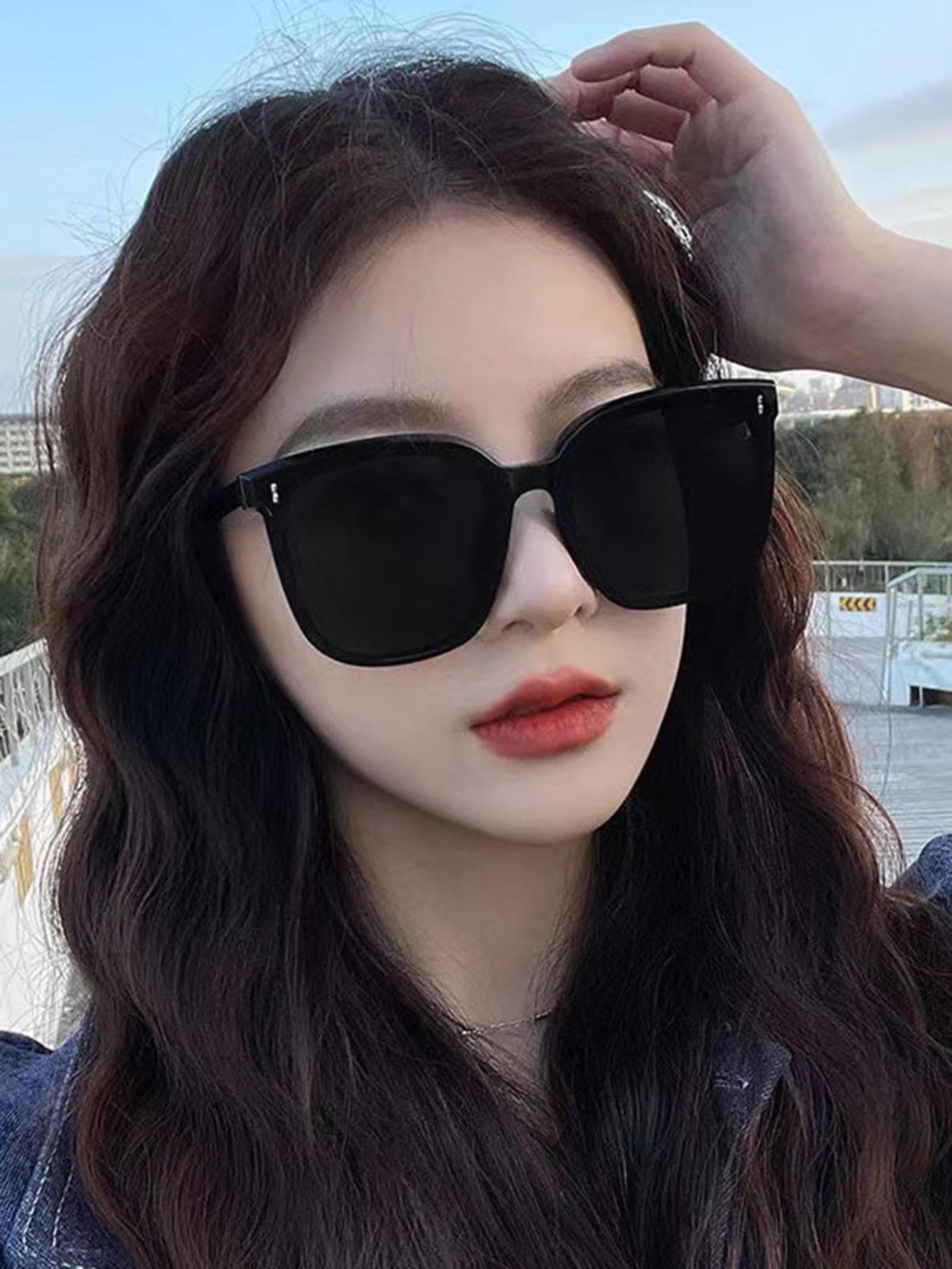 1 Pair Unisex Oversized Decorative Glasses, Suitable For Summer Beach Vacation, Outdoor Travel, Fashion Casual Style, Super Large Square Frame, Suitable For Outfits And Back To School Season