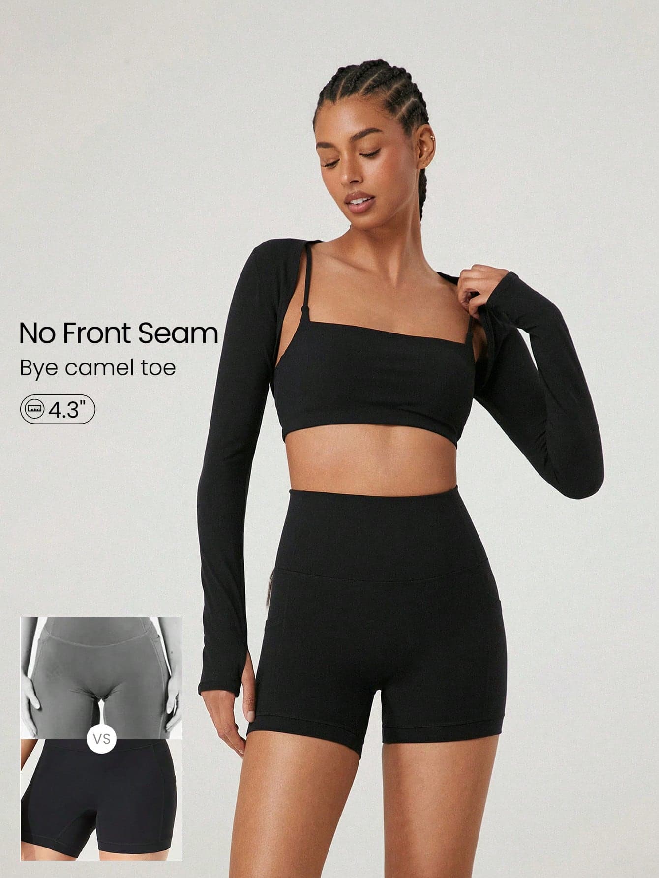 GLOWMODE 4.3" FeatherFit™ Anti-Slip Pocket Bike Shorts Non Front Seam Low Impact Cycling Running Gym Workout