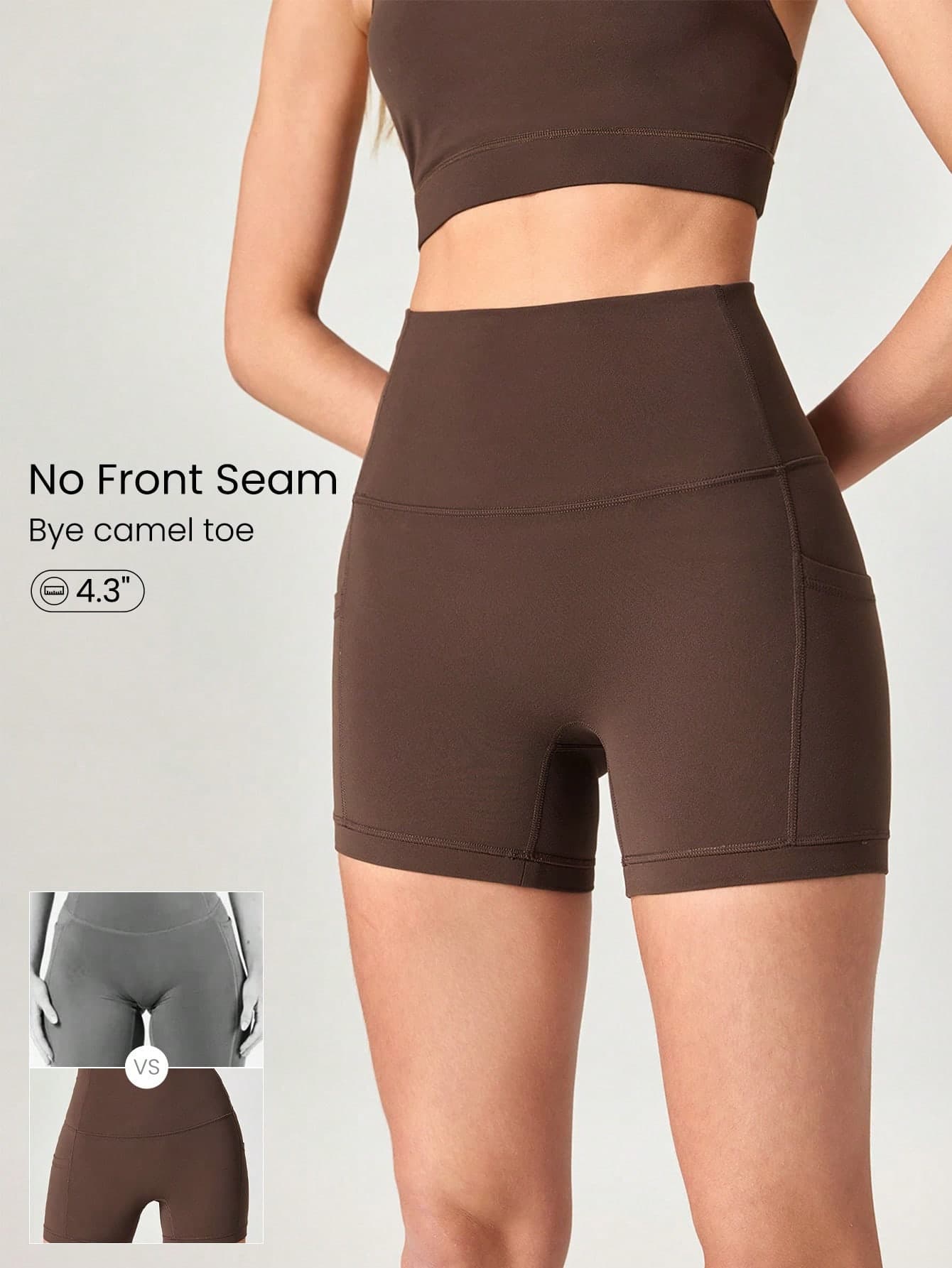 GLOWMODE 4.3" FeatherFit™ Anti-Slip Pocket Bike Shorts Non Front Seam Low Impact Cycling Running Gym Workout