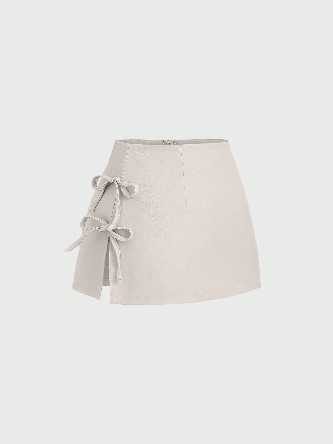 Sweetra Spring/Summer Design Bowknot Lace-Up Sexy Slit A-Line Mini Skirt For Women
