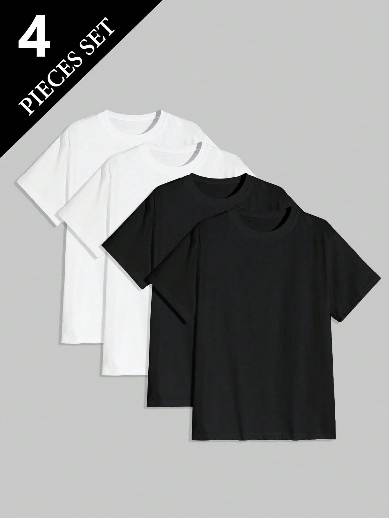 SHEIN 4pcs/Set Men's Undershirt/T-Shirt, Suitable For All Seasons