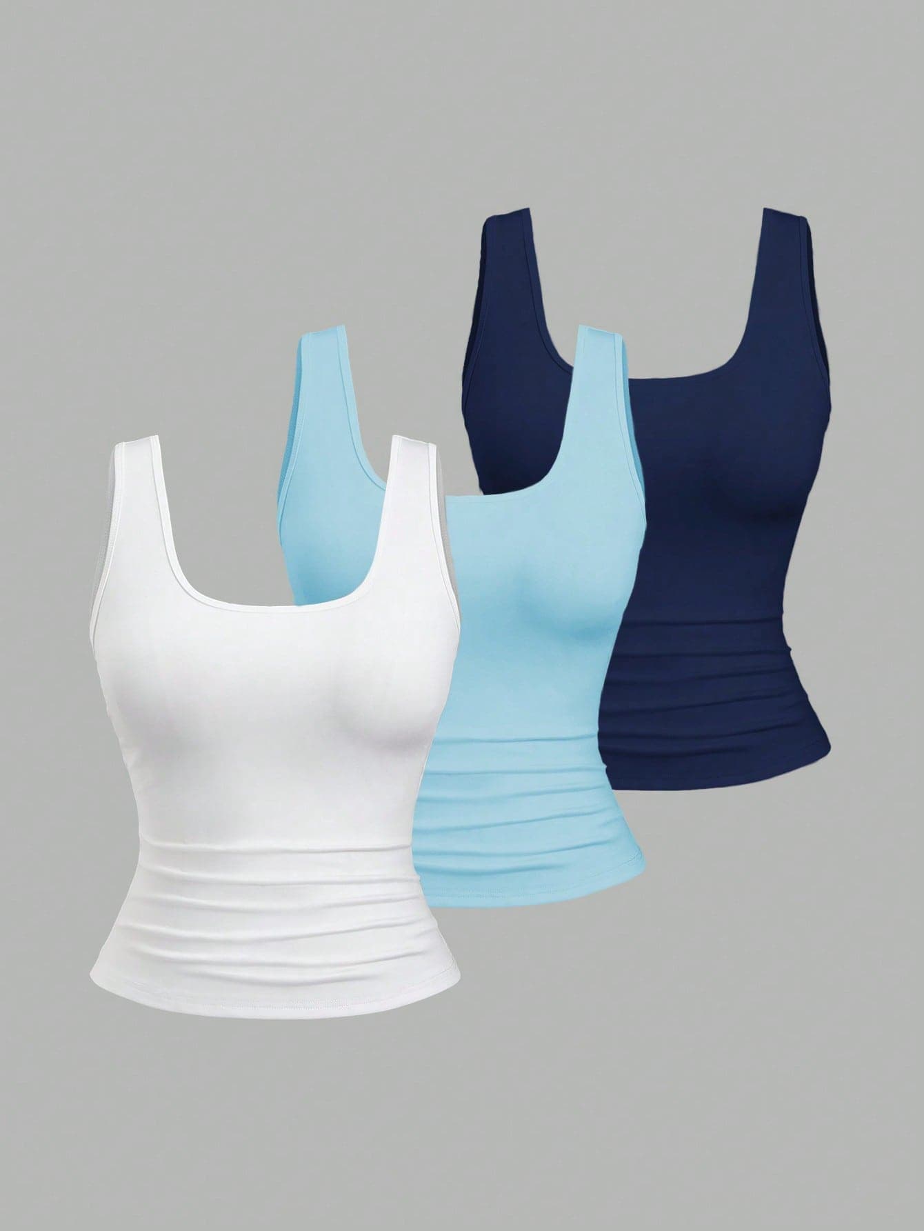 Flirla Plus Size Women's Short Square Neck Pleated Casual Camisole For Summer