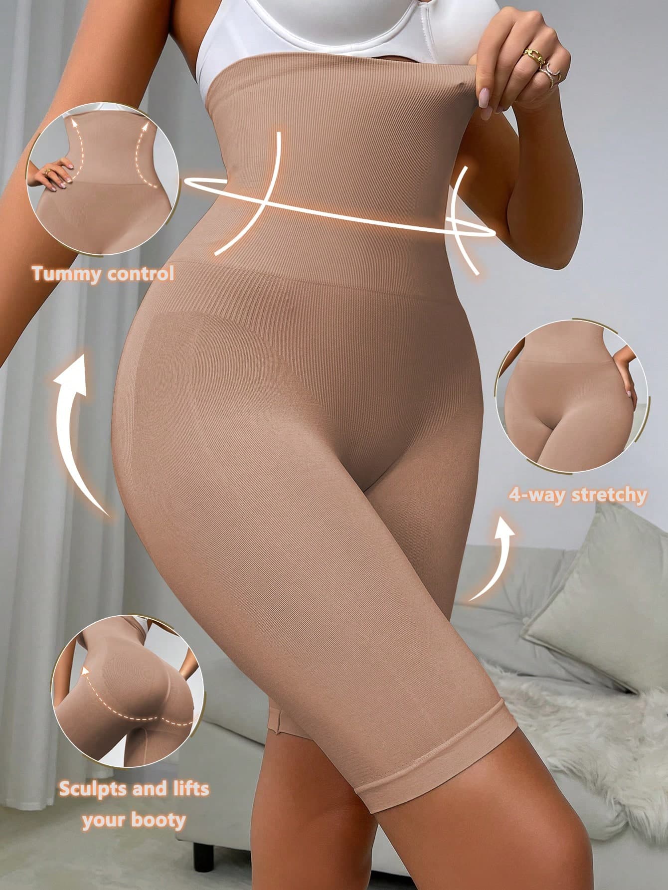 SHEIN High Waist Shaping Shorts, Fashionable For Summer