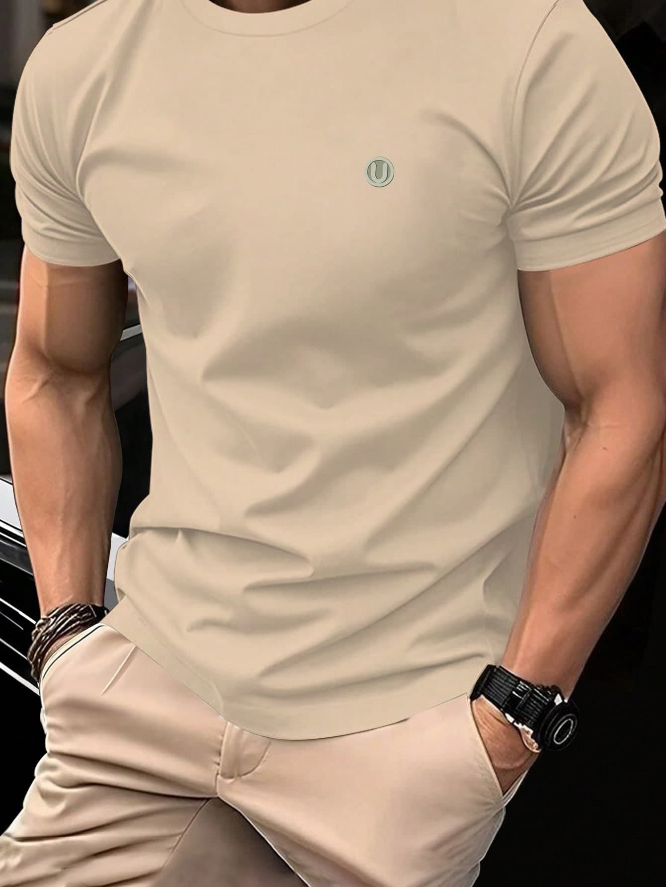 Manfinity Homme Men's Casual Simple Crew Neck Short Sleeve T-Shirt, Summer Men's T Shirts