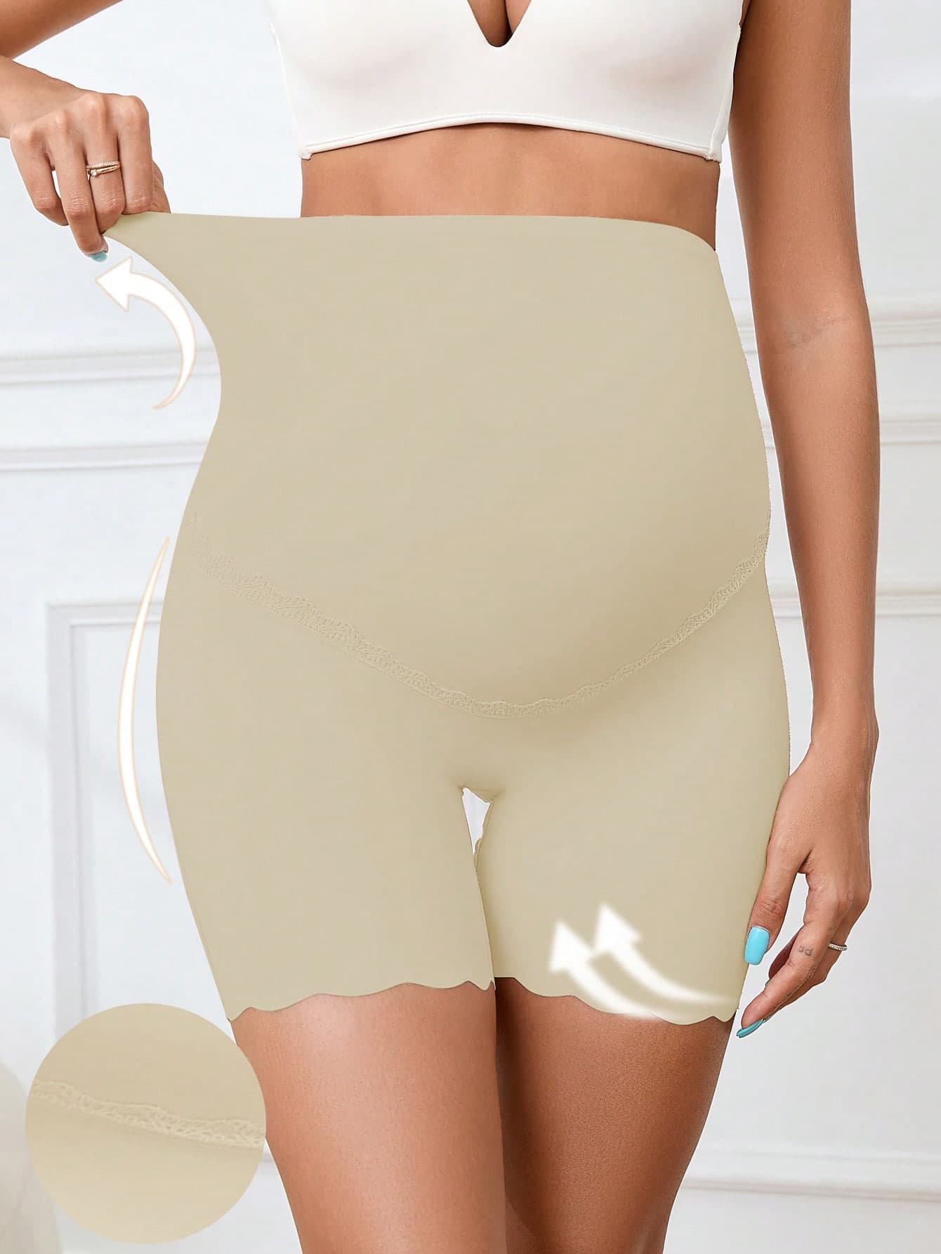 Moonlight&Mama Maternity Solid Color High Waist Seamless Panties Seamless