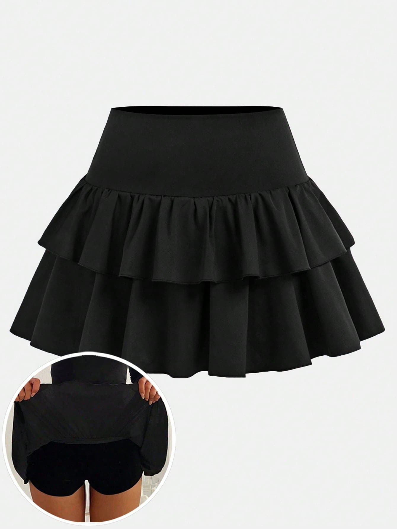 Girlism Casual Layered Black Skirt For Tween Girls-Polyester Material Teen Ruffle Girls Skirts Tiered Fall Winter