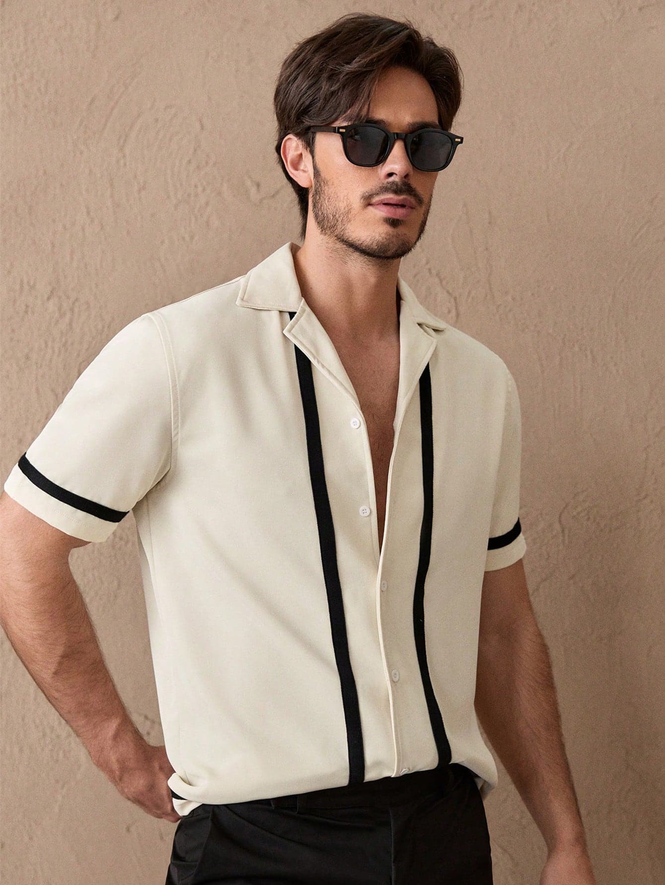 HIMLAND Men's Summer Casual Plaid & Floral Print Shirt,Textured Front Button Embroidered Short Sleeve T-Shirt,Premium Fabric Vacation Father's Day Gifts