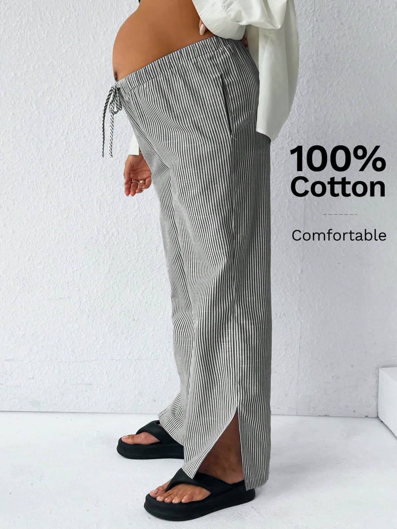 SHEIN Maternity Striped Pants, Fashion Suitable For Summer Fall