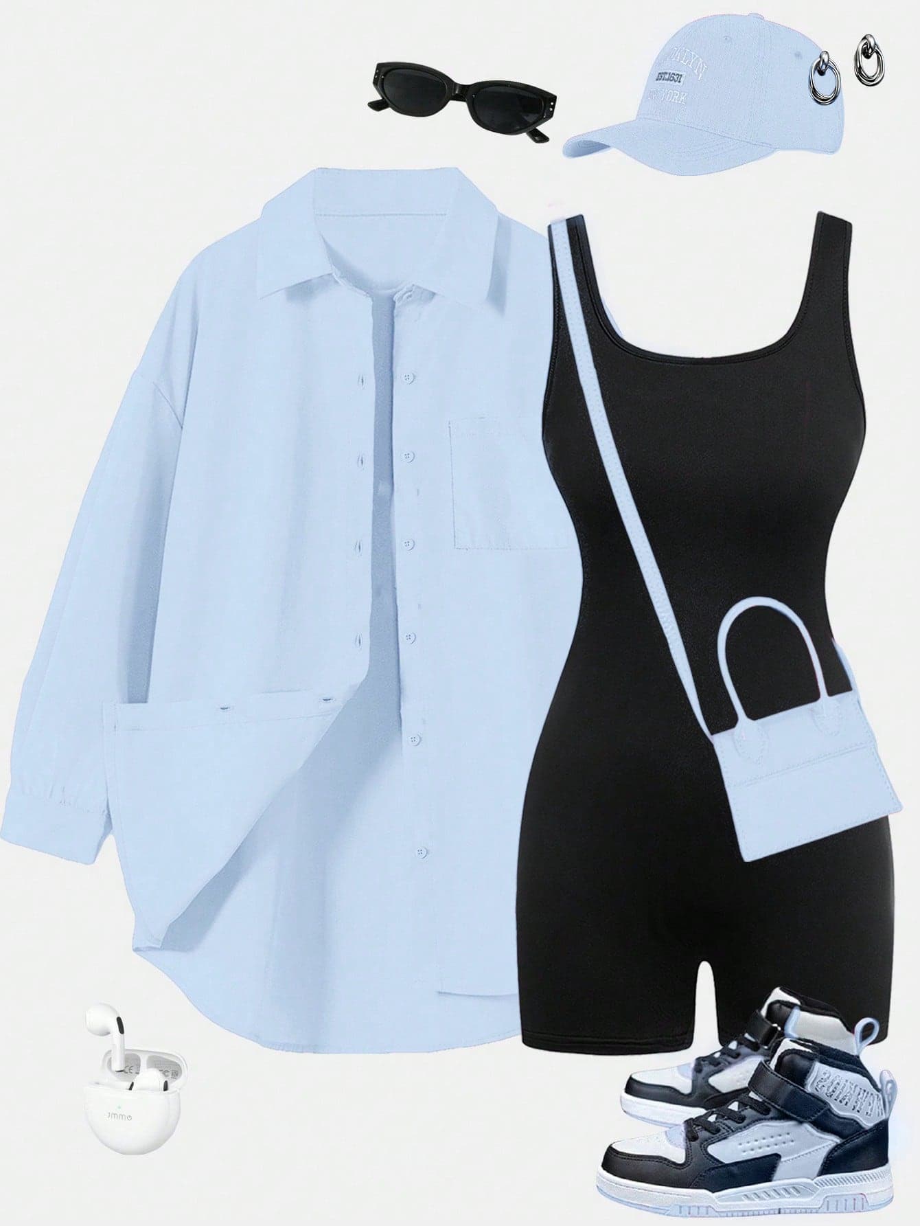 SHEIN Essnce Women Two Pieces Outfits For Daily Wear Women Summer Clothing Women Summer Shirts Women Summer Sets Women Clothing Y2k Outfit Set