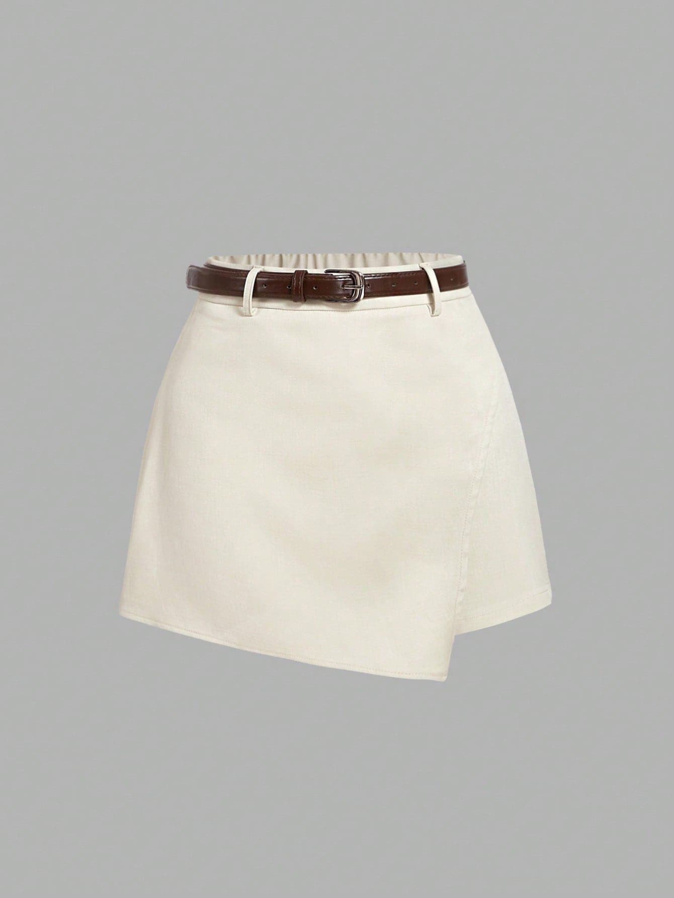 SHEIN MOD Women Apricot Casual Wrap Belt Shorts For Summer,Vacation,Boho,Beach,Western,Concert Country Concert,Cargo Office,Graduation,Work Pants Business
