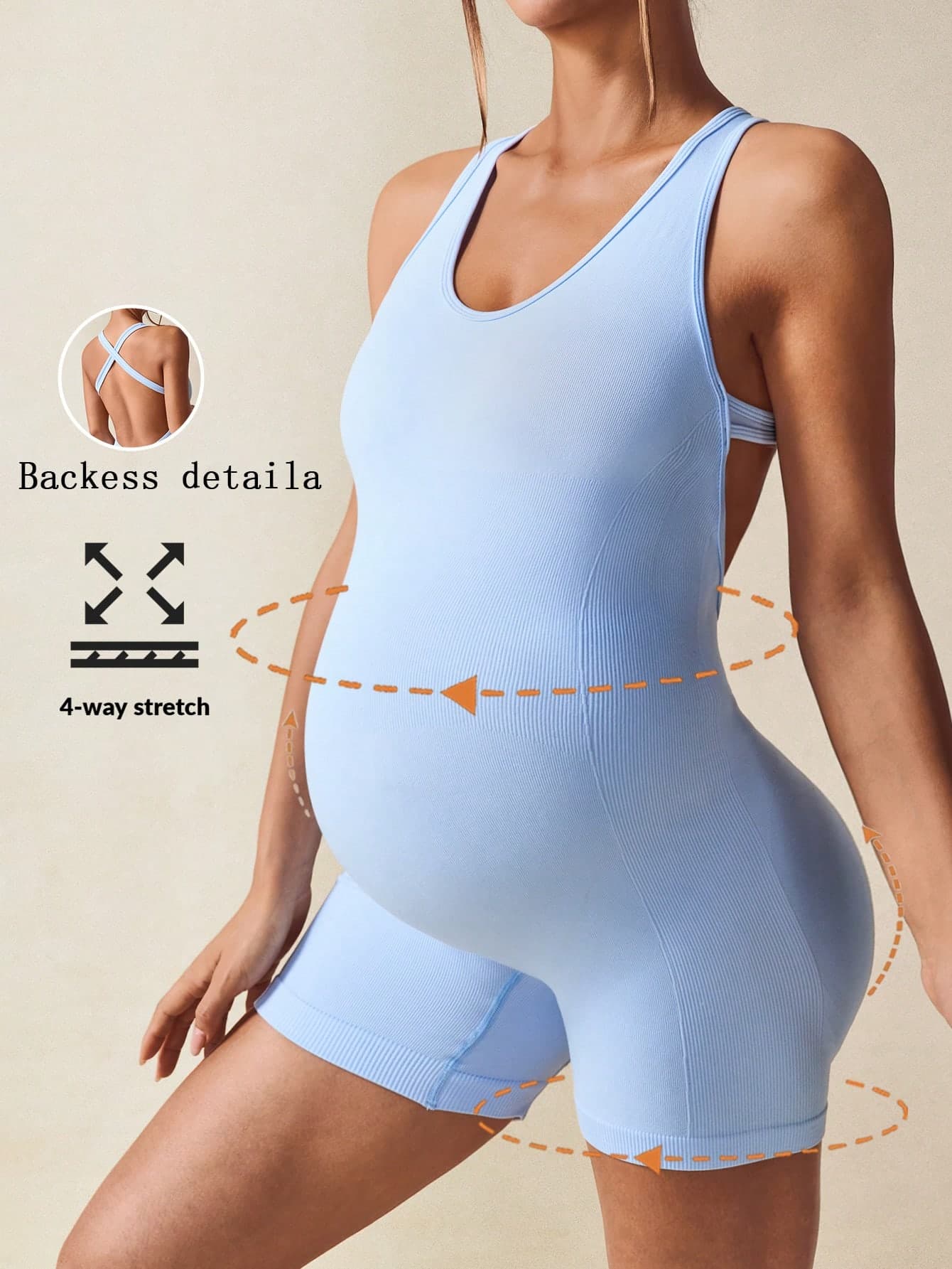 SHEIN Maternity Casual Solid Color Romper, Suitable For Summer,Word Cup